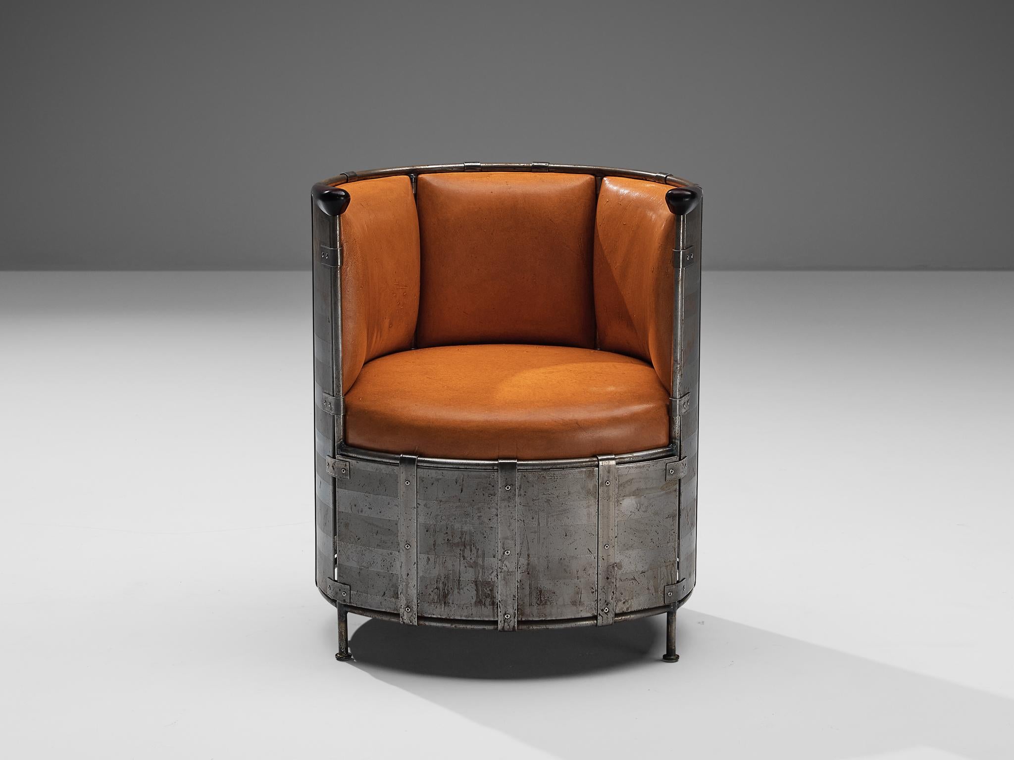 Swedish Mats Theselius for Källemo 'Älgskinnsfåtölj' Lounge Chair in Metal 