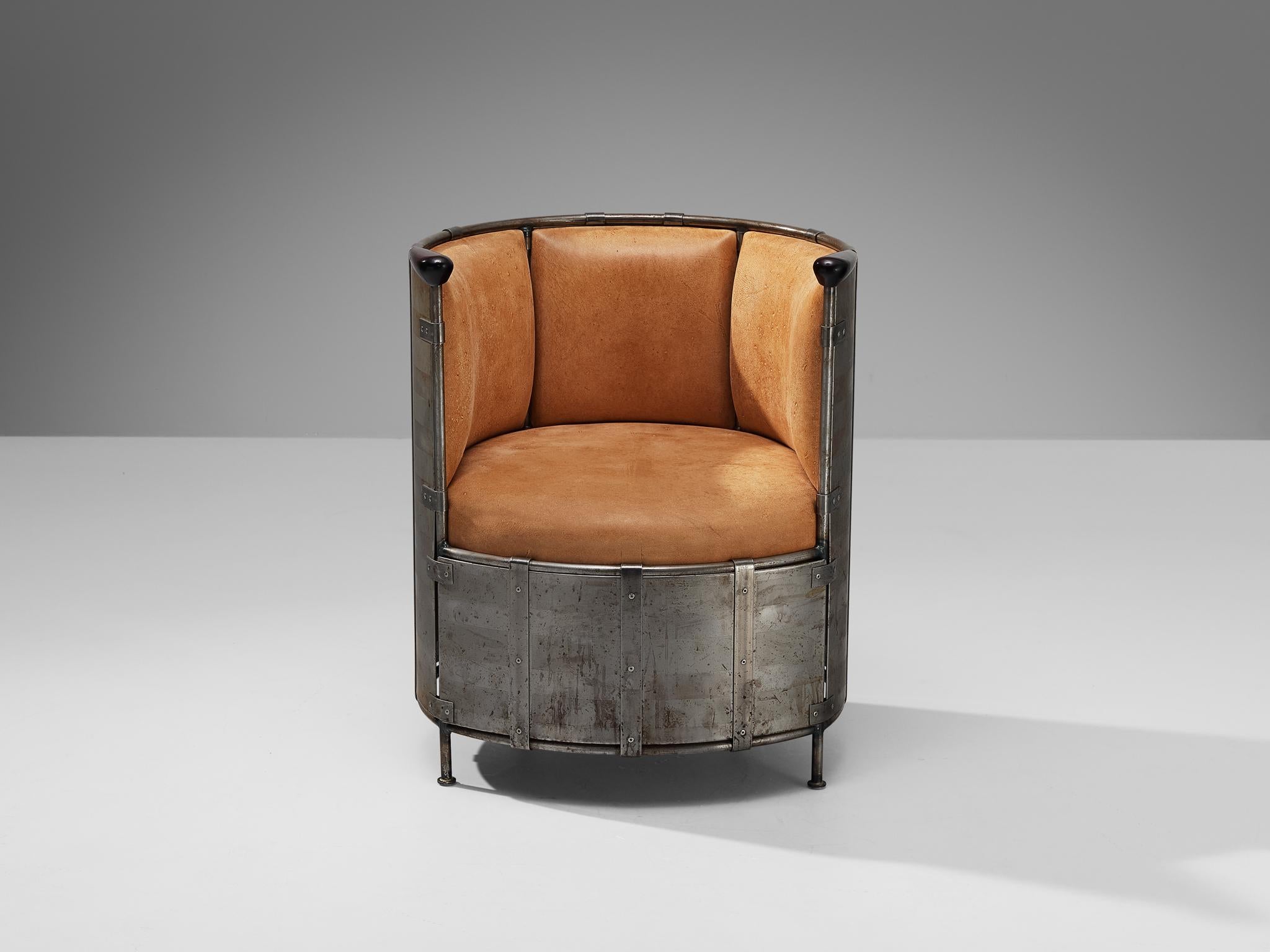Mats Theselius for Källemo 'Älgskinnsfåtölj' Lounge Chair in Metal In Good Condition In Waalwijk, NL