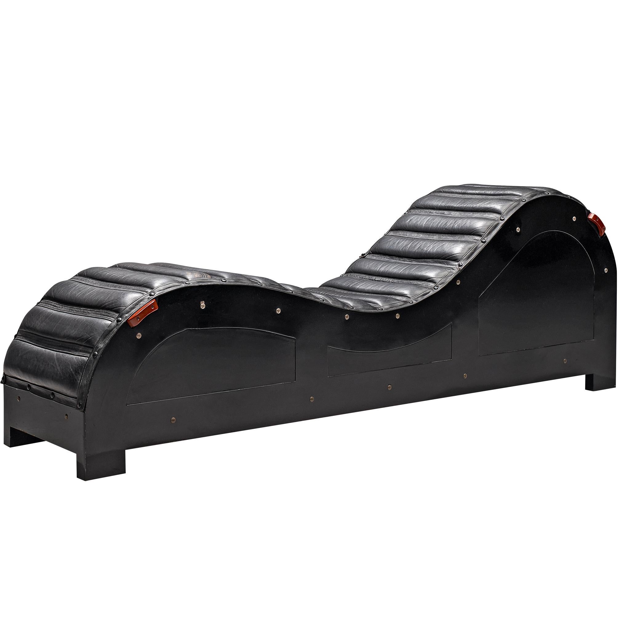 Mats Theselius for Källemo Limited Edition Chaise Lounge in Black Leather For Sale