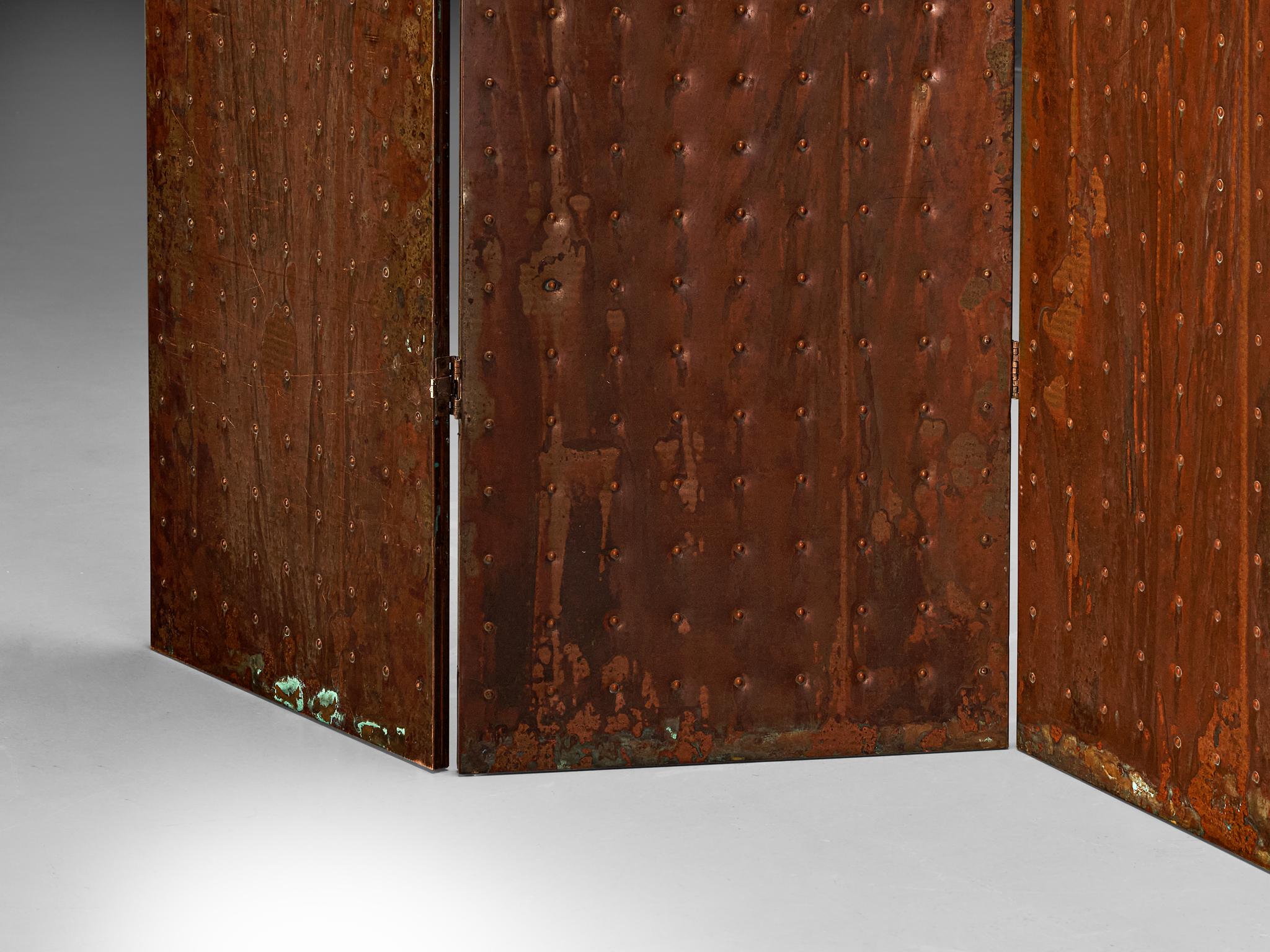 Swedish Mats Theselius Limited Edition 'Rörligt Objekt' Folding Screen in Copper  For Sale