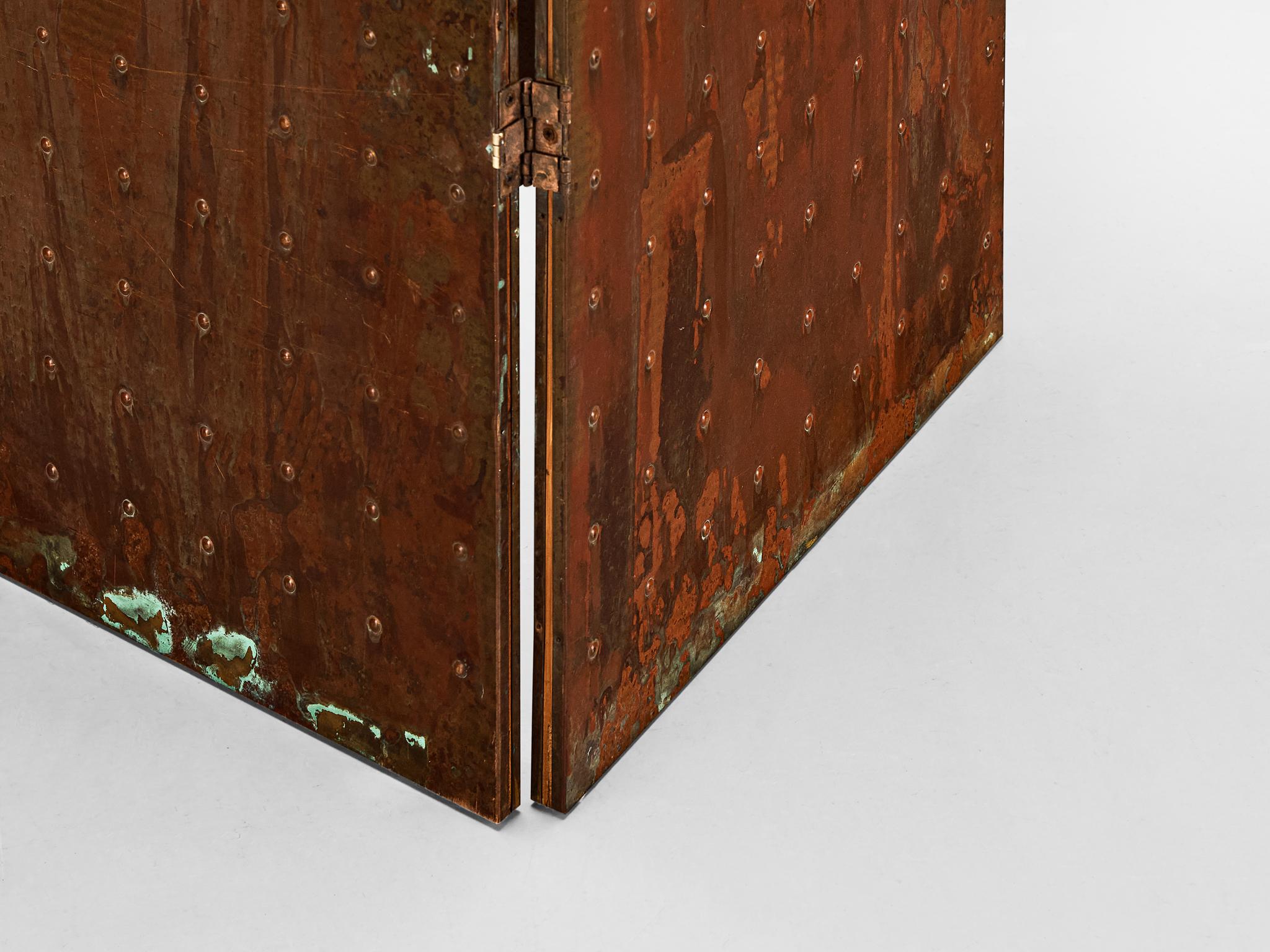 Late 20th Century Mats Theselius Limited Edition 'Rörligt Objekt' Folding Screen in Copper  For Sale