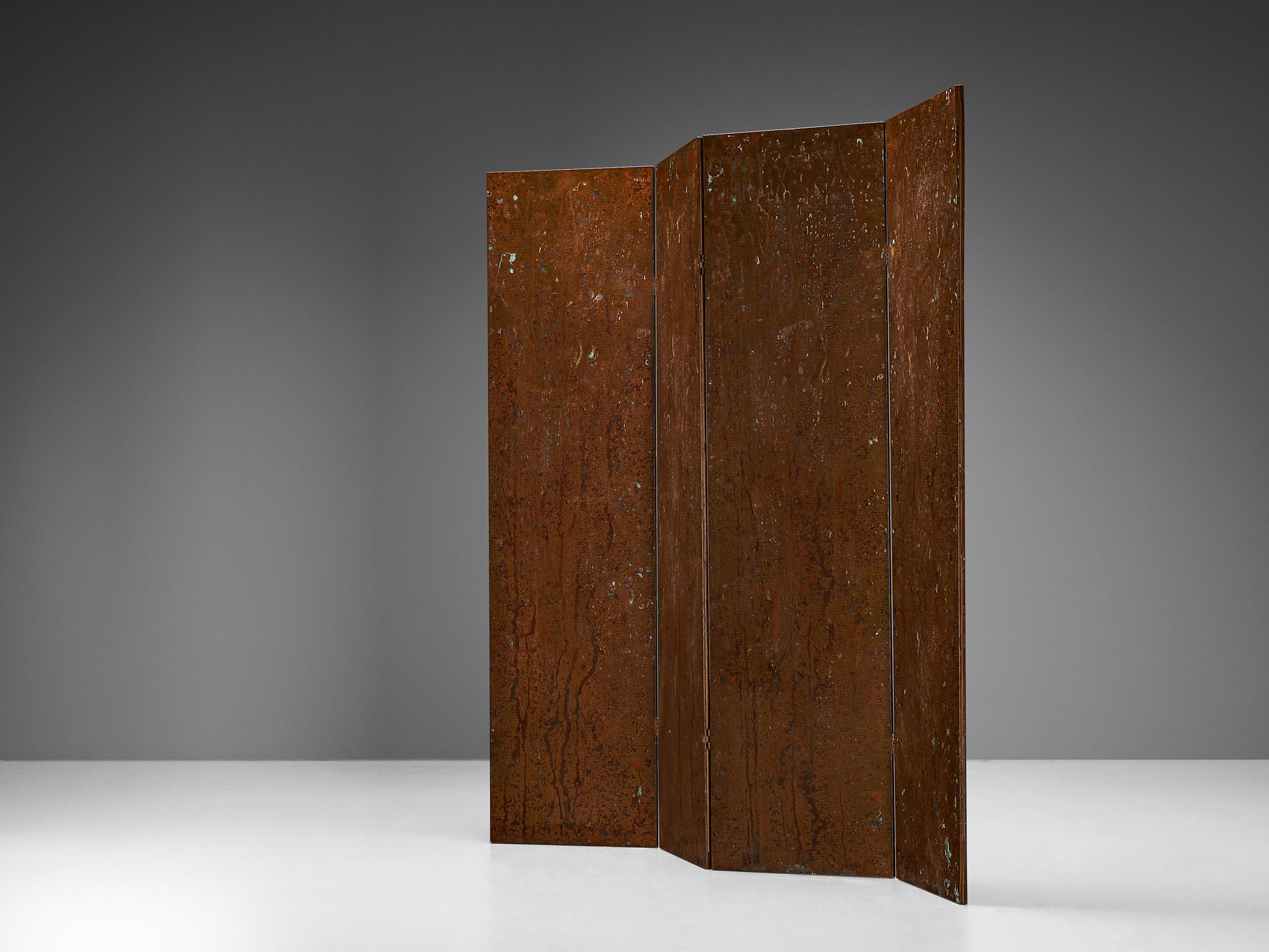 Mats Theselius Limited Edition 'Rörligt Objekt' Folding Screen in Copper  For Sale 1