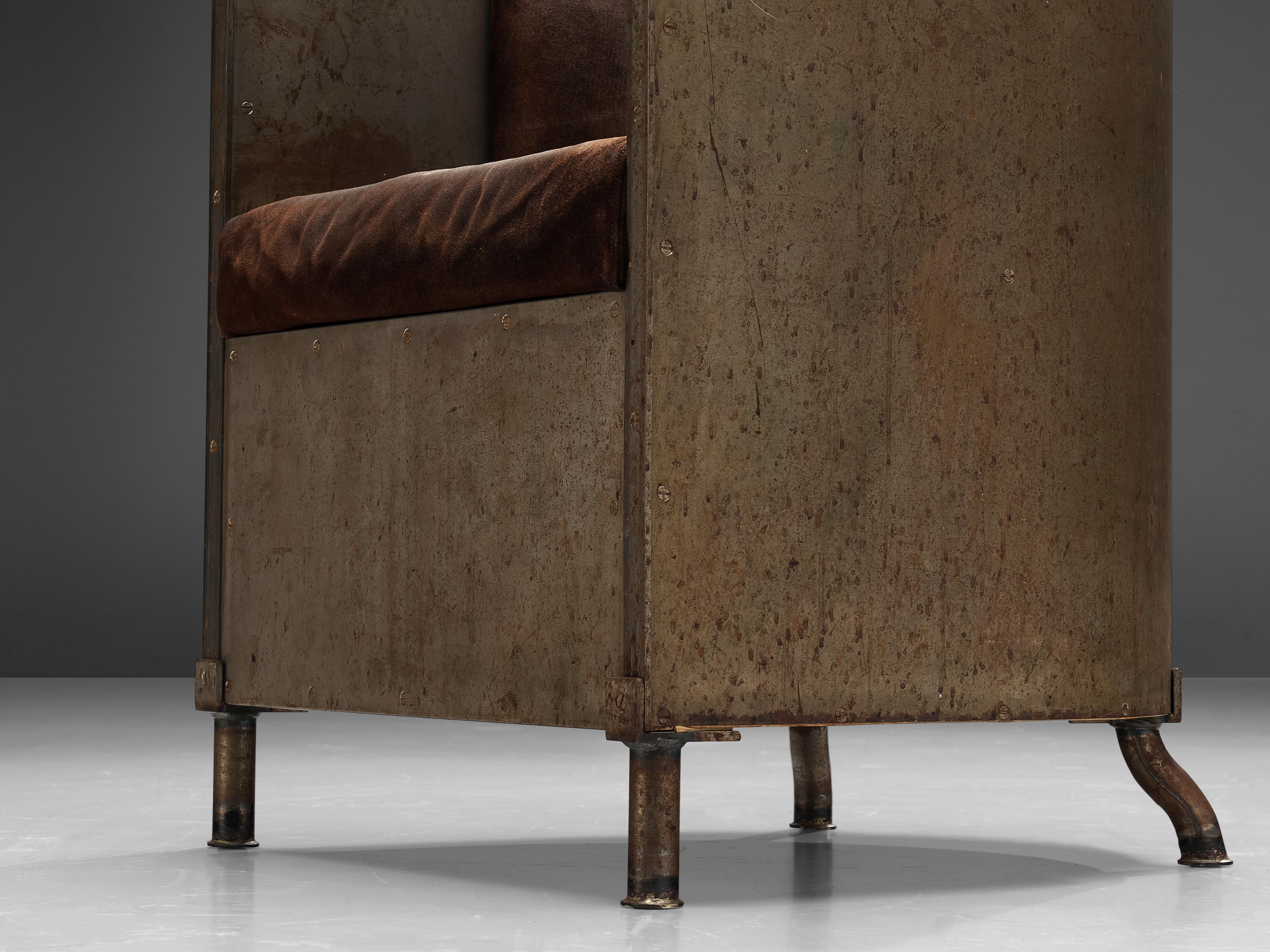 Mats Theselius Lounge Chair in Patinated Aluminium and Brown Leather 1