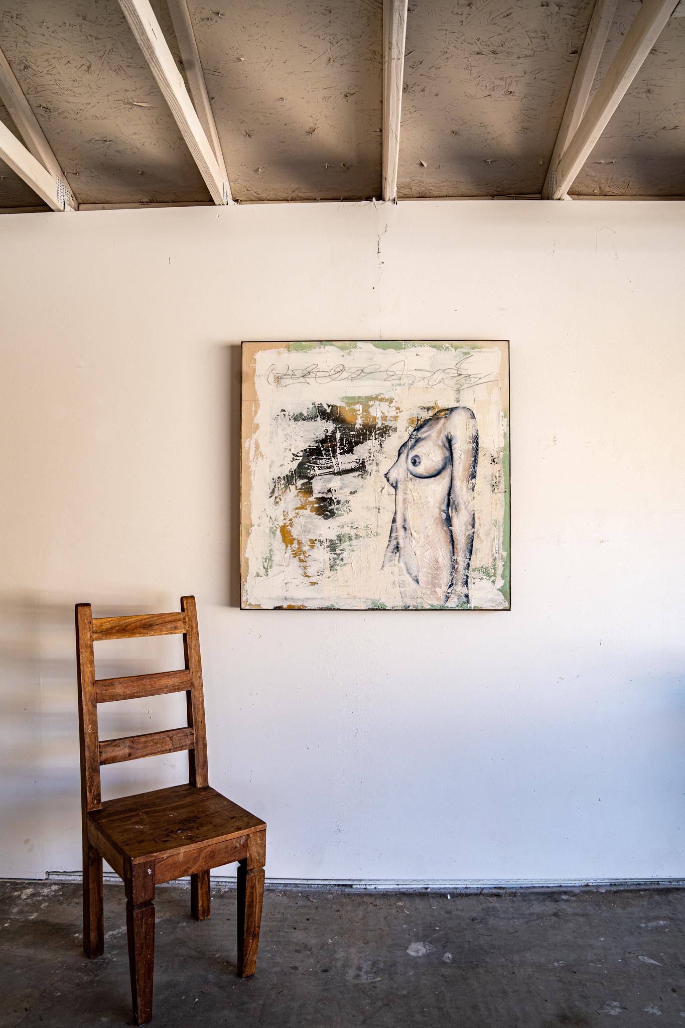 <p>Commenti dell'artista<br>In quest'opera, l'artista Matson Ambroise presenta un torso nudo femminile, inserito in uno spazio astratto e strutturato. La vicinanza tra la forma morbida del soggetto e la texture pronunciata dello sfondo crea