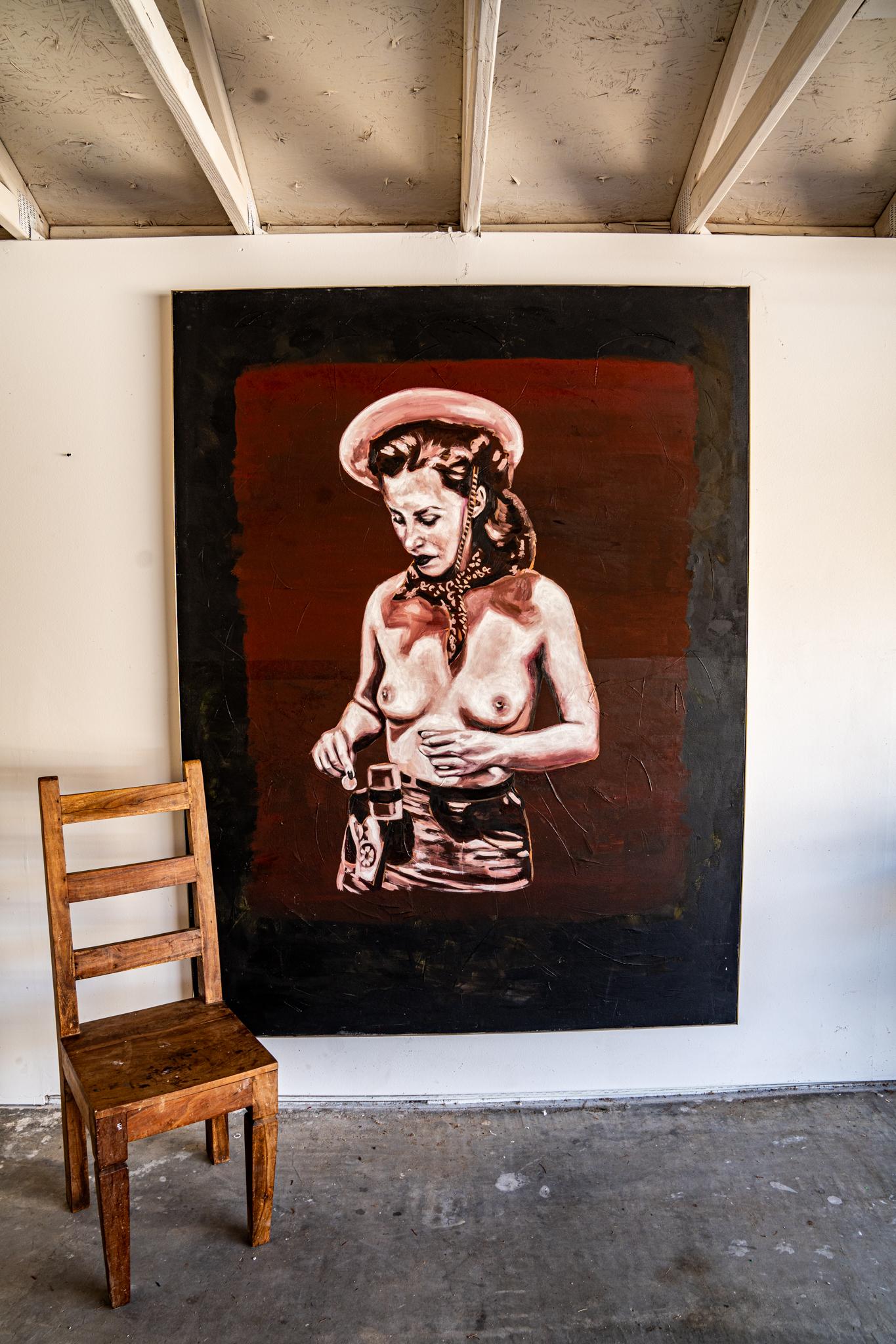 <p>Artist Comments<br>Artist Matson Ambroise creates art that exists as two things at once, fiercely modern yet discerningly timeless. In this particular piece, Matson depicts a bold and intriguing portrait of a cowgirl set against a dark red