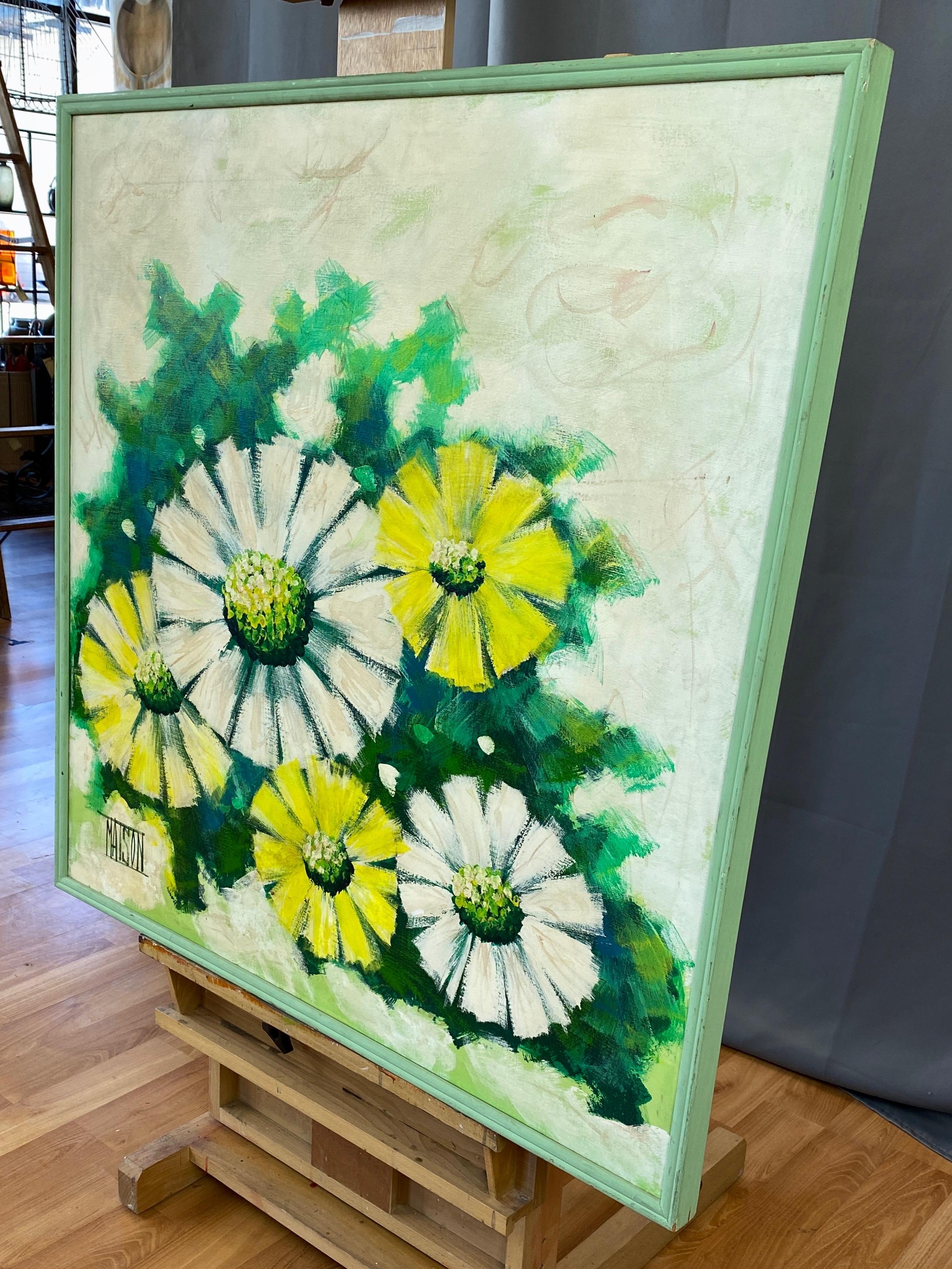 Matson “Daisies”, Large Expressionist Acrylic Painting, 1960s In Good Condition In San Francisco, CA