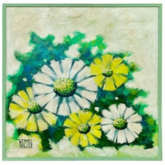 Matson “Daisies”, Large Expressionist Acrylic Painting, 1960s