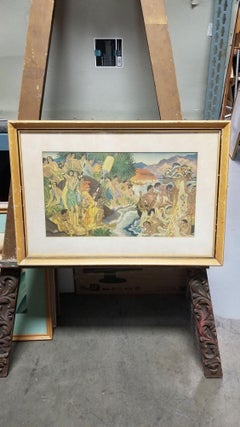 Matson Lines Hawaii "Festival del mare" Litografia di Eugene Savage incorniciata