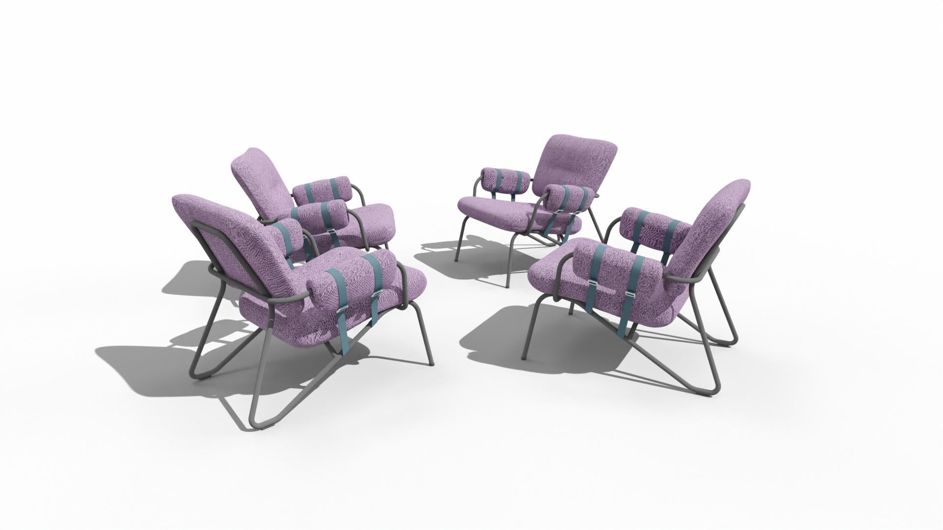 Contemporary 4x Nomad Link Lounge Chair SET  Matsu Nomadic Collection by Joeri Reynaert For Sale