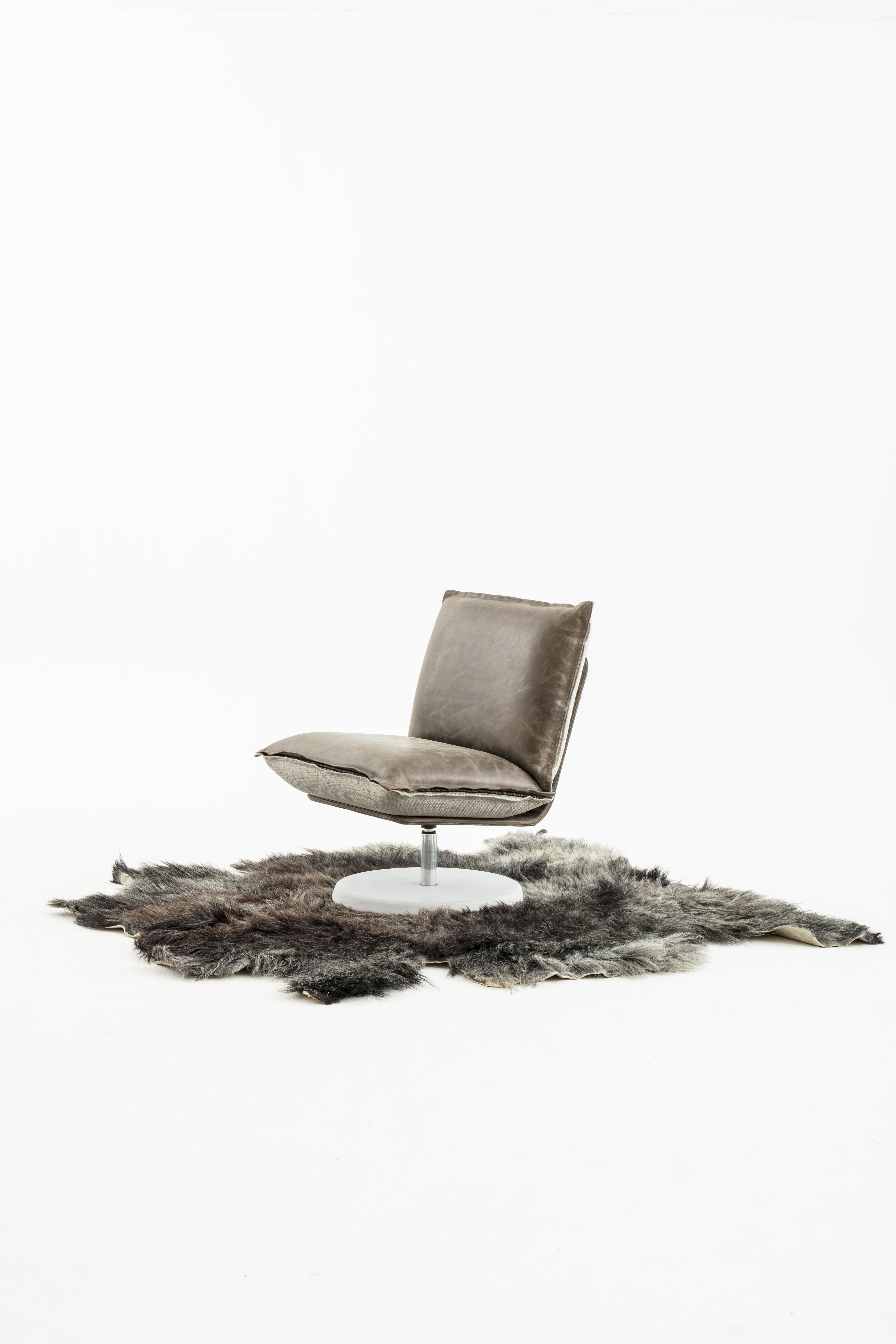 Tibetan Nomad Skin Lounge Chair Yak Leather by Matsu Nomadic Series by Joeri Reynaert For Sale