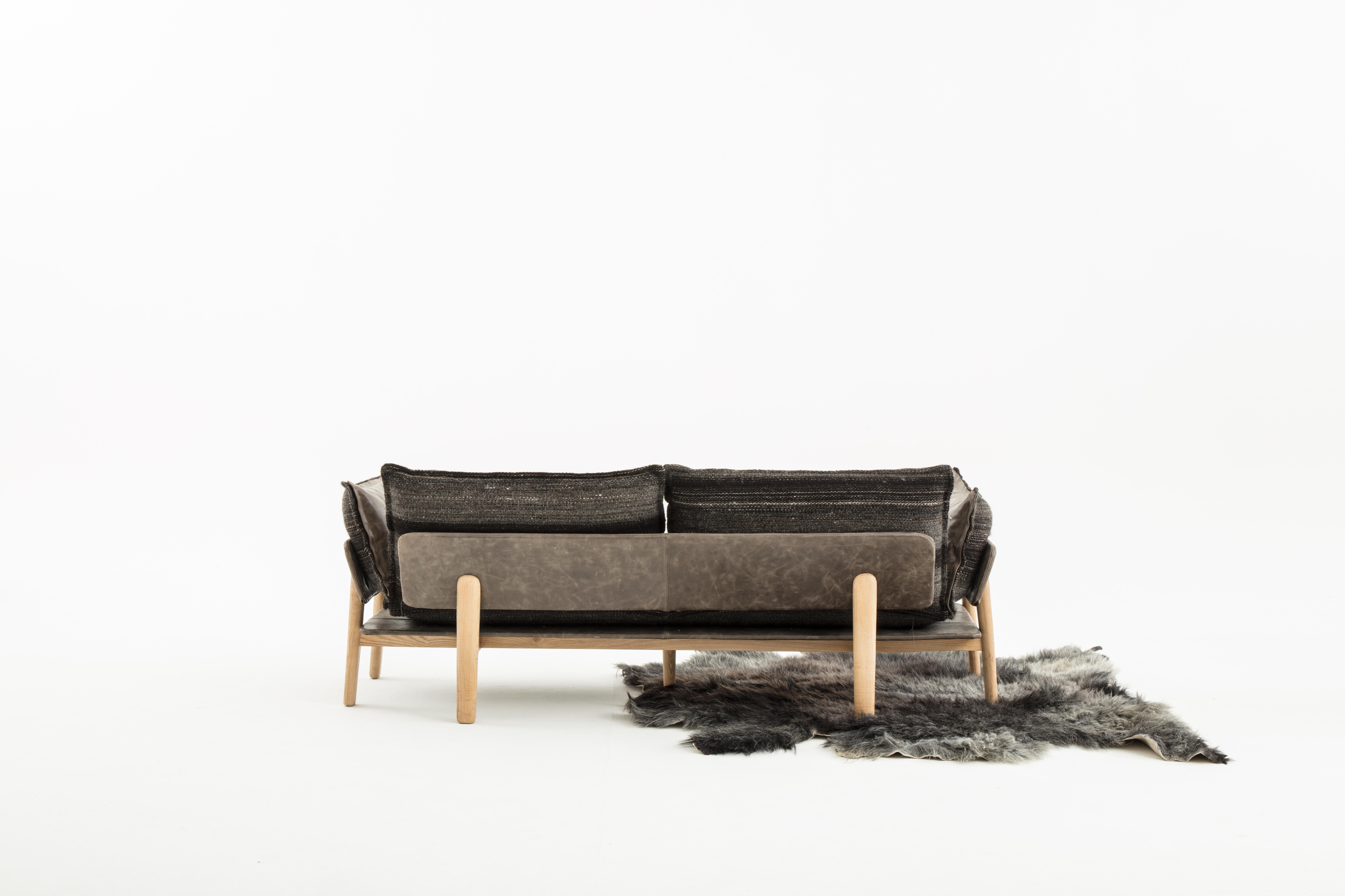 Tibetan Nomad Skin Sofa in Yak Leather by Mastu x KVN Nomadic Series by Joeri Reynaert For Sale