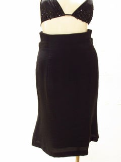 Matsuda Archive black rayon cinched high waisted skirt