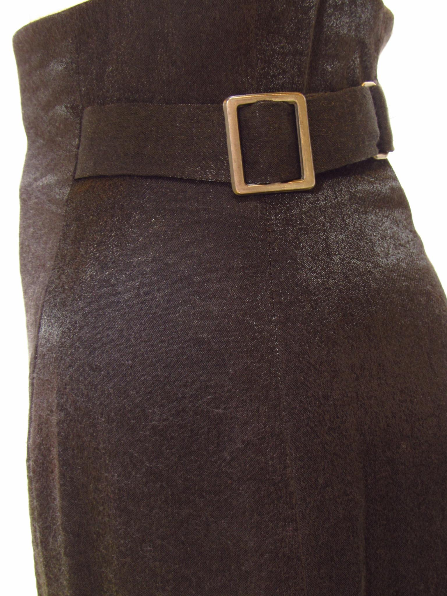 Matsuda Archive black rayon cinched high waisted skirt In New Condition For Sale In Laguna Beach, CA