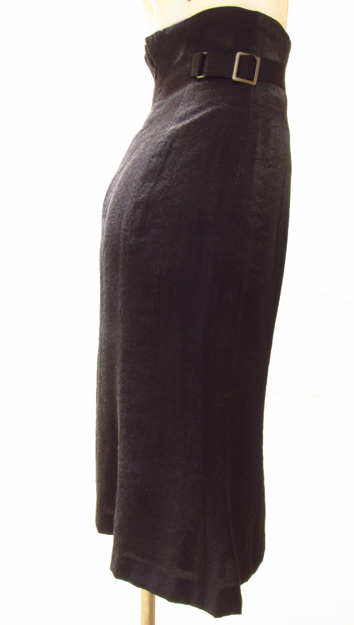 Matsuda Archive black rayon cinched high waisted skirt For Sale 3