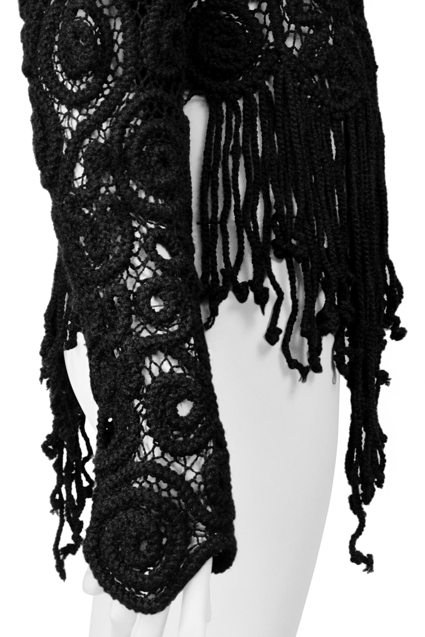 Matsuda Black Swirl Sweater With Rope Frings For Sale 1