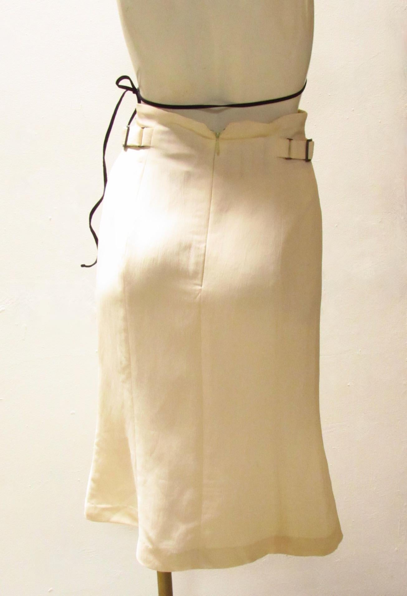 Beige Matsuda Cream High Waisted Skirt For Sale