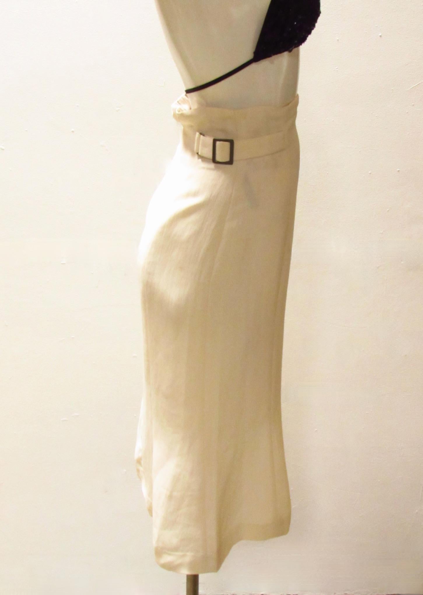 Matsuda Cream High Waisted Skirt In New Condition For Sale In Laguna Beach, CA