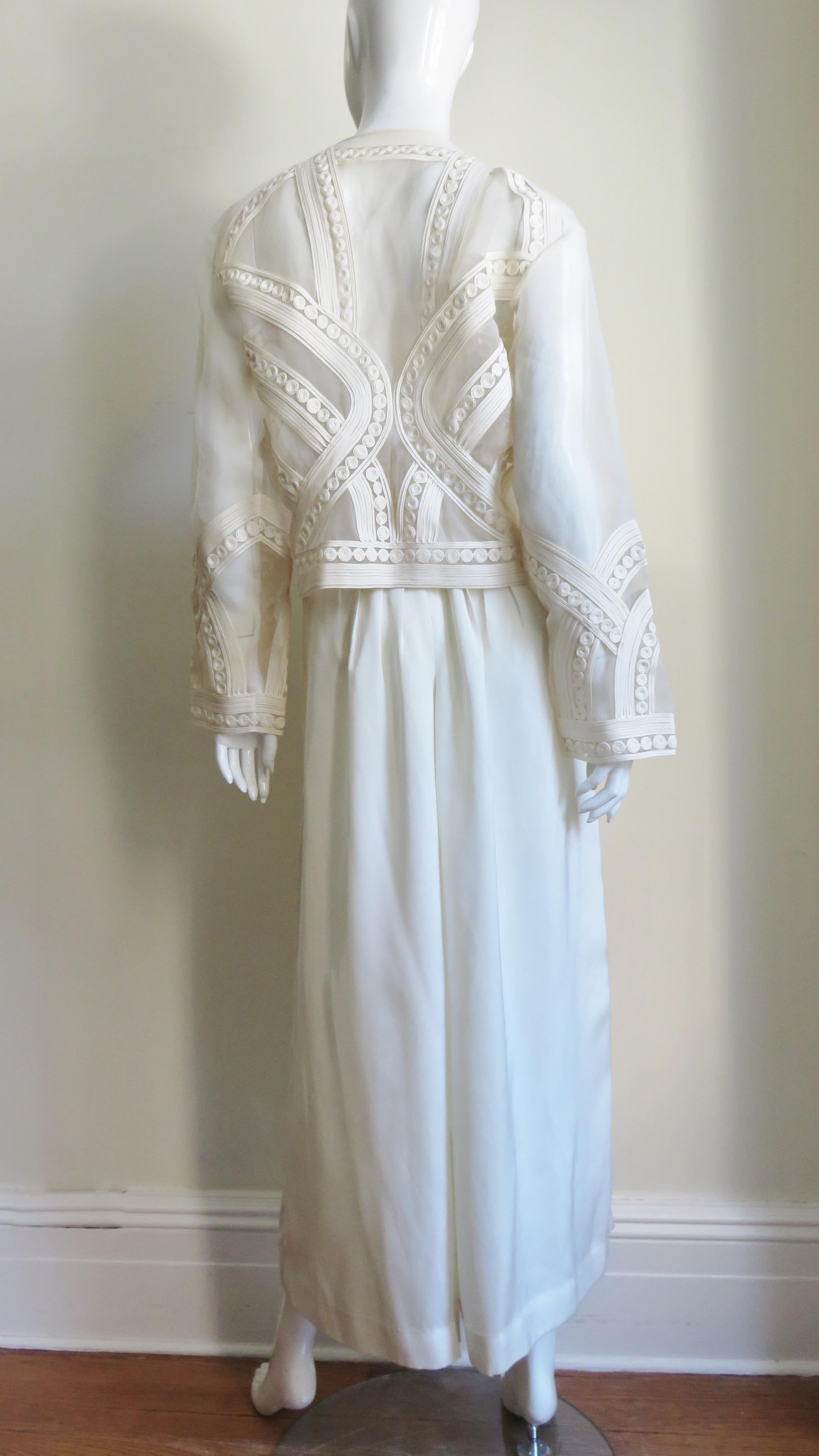 Matsuda Embroidery Jacket and Silk Lace up Pants Set 1990s For Sale 8