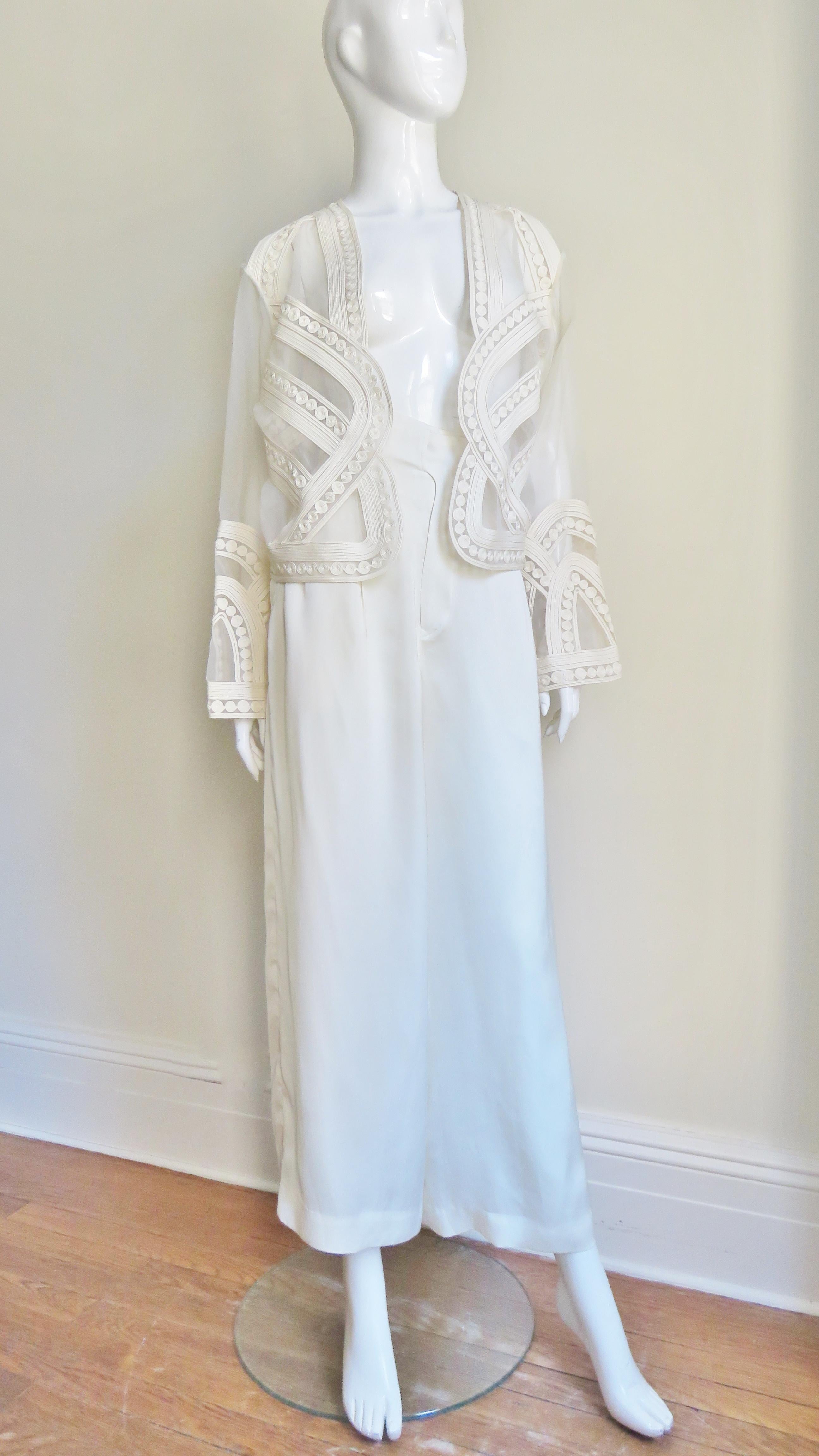 Matsuda Embroidery Jacket and Silk Lace up Pants Set 1990s For Sale 3