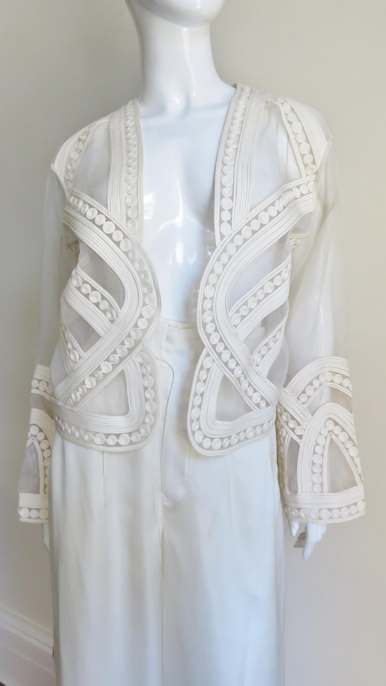 Matsuda Embroidery Jacket and Silk Lace up Pants Set For Sale at 1stDibs