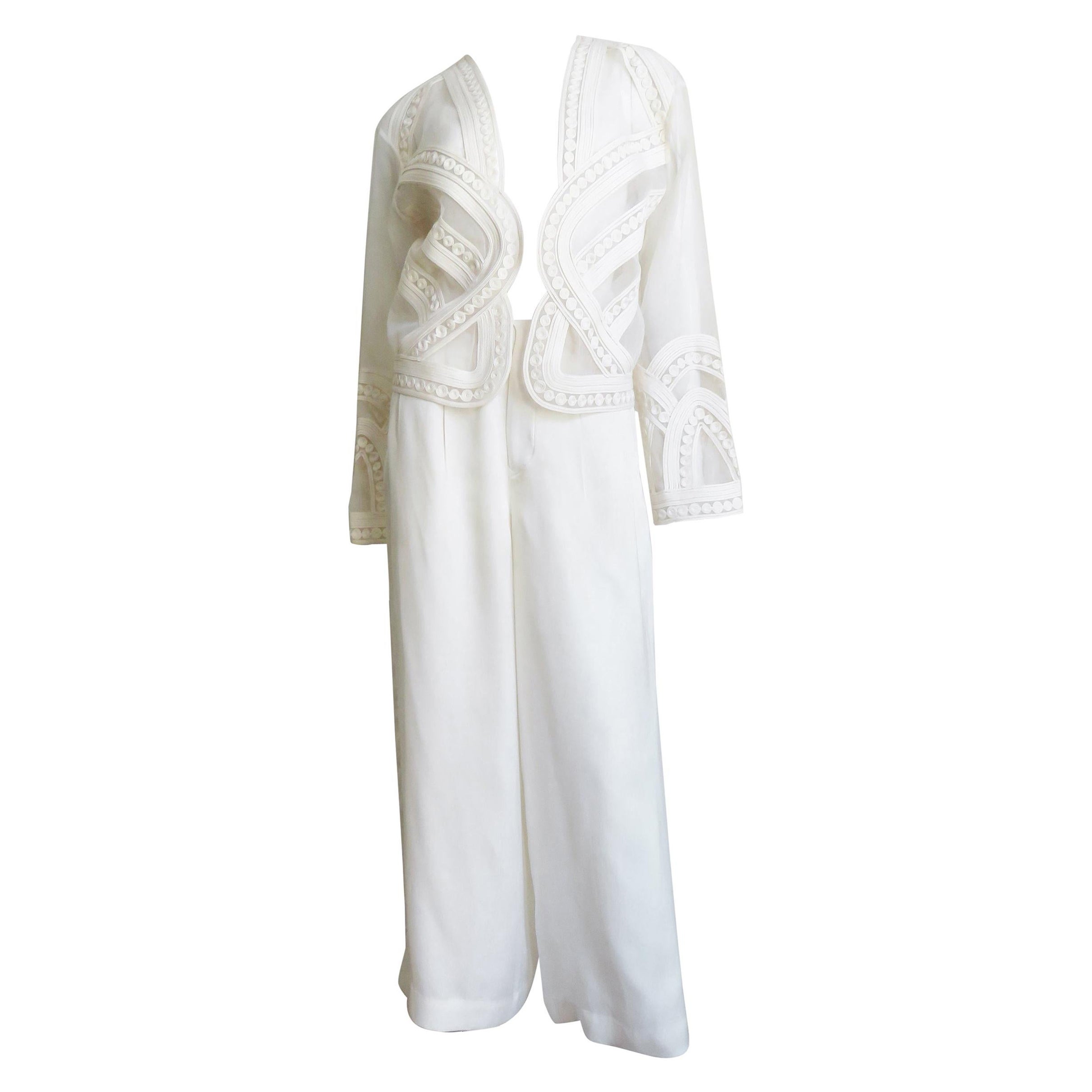 Matsuda Set aus Jacke und Seiden-Spitzenhose mit Stickerei und Schnürung, 1990er Jahre im Angebot