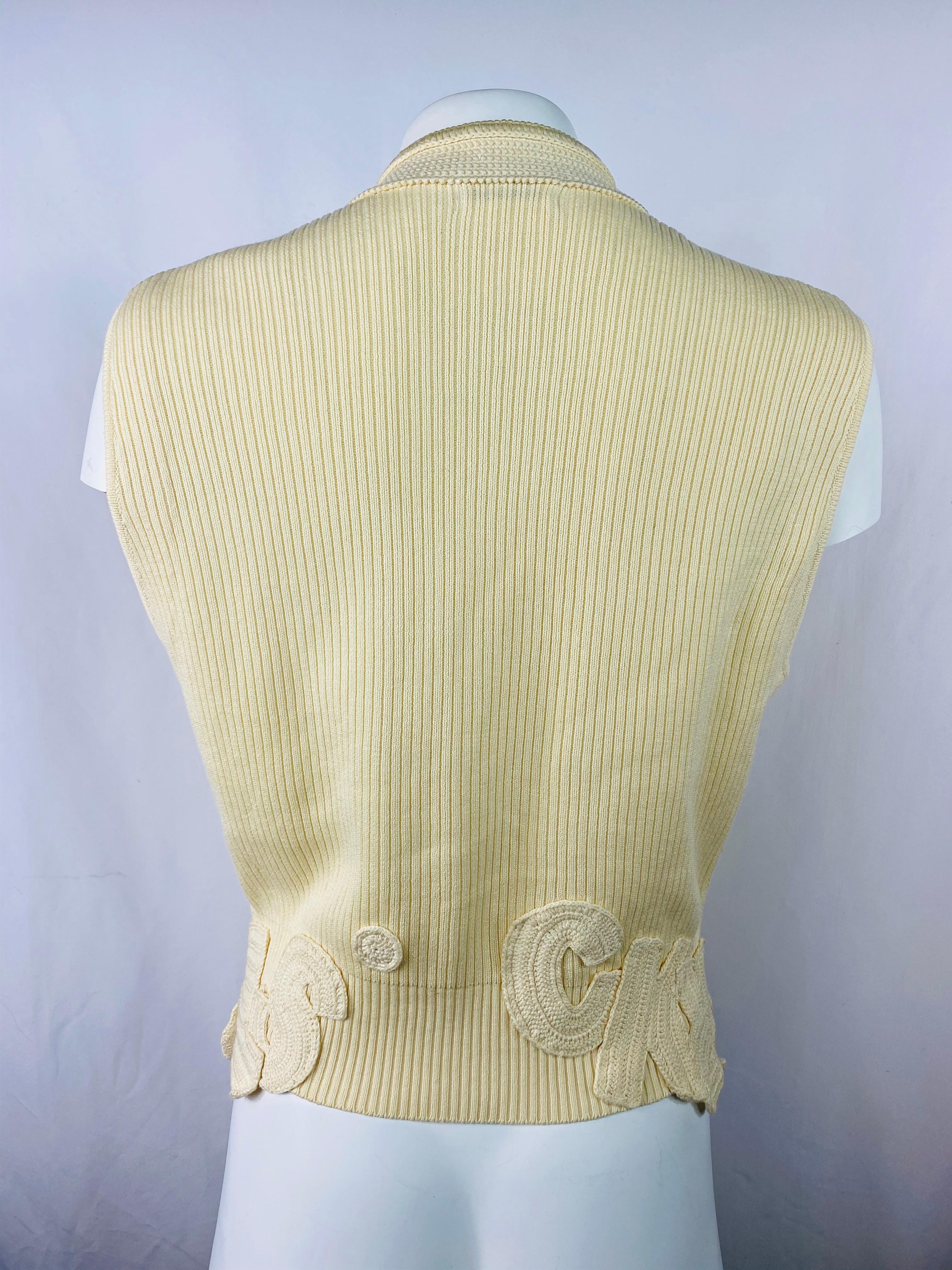 Beige Matsuda Nicole Tokyo Ivory Knit Vest  For Sale