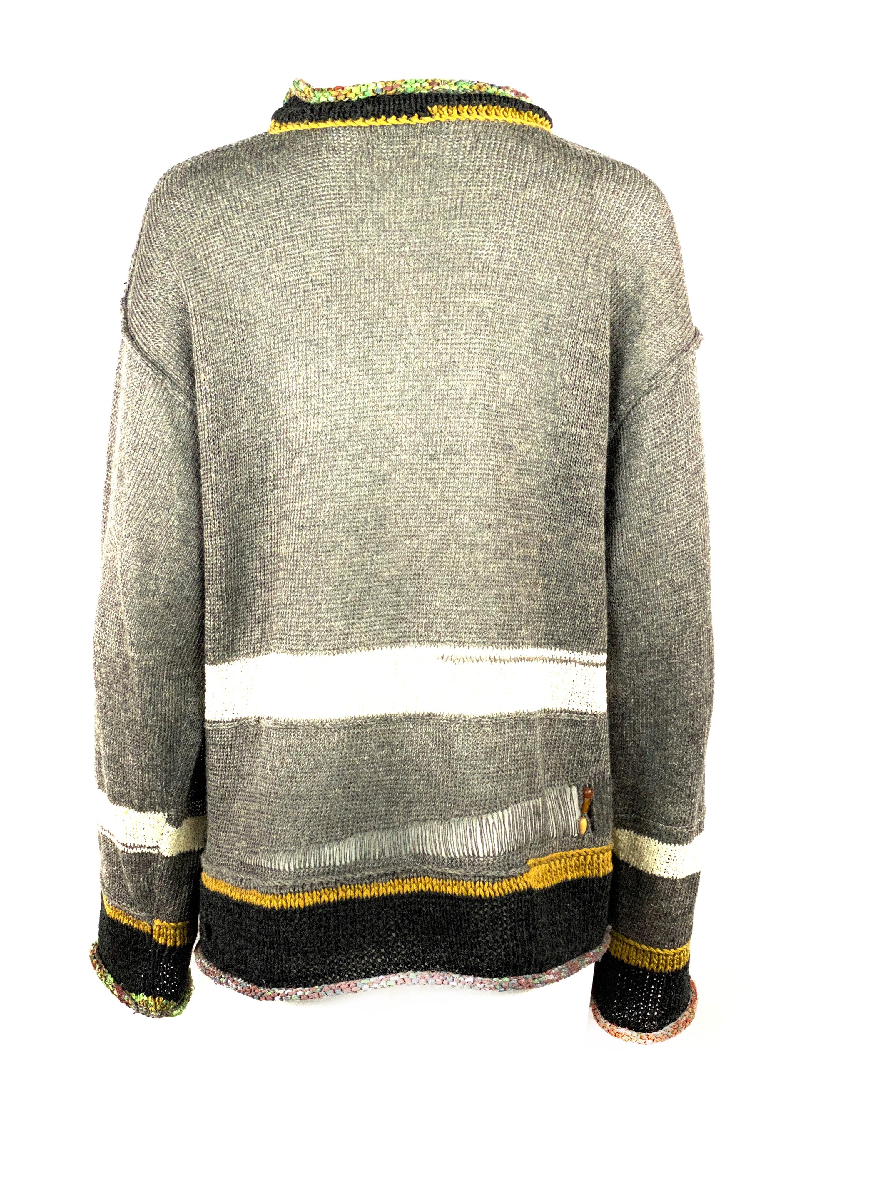 Matsuda Nicole Tokyo Japan Grey Knit Pullover Sweater w/ Beads  In Excellent Condition In Beverly Hills, CA
