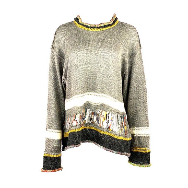 Matsuda Nicole Tokyo Japan Grey Knit Pullover Sweater w/ Beads at 