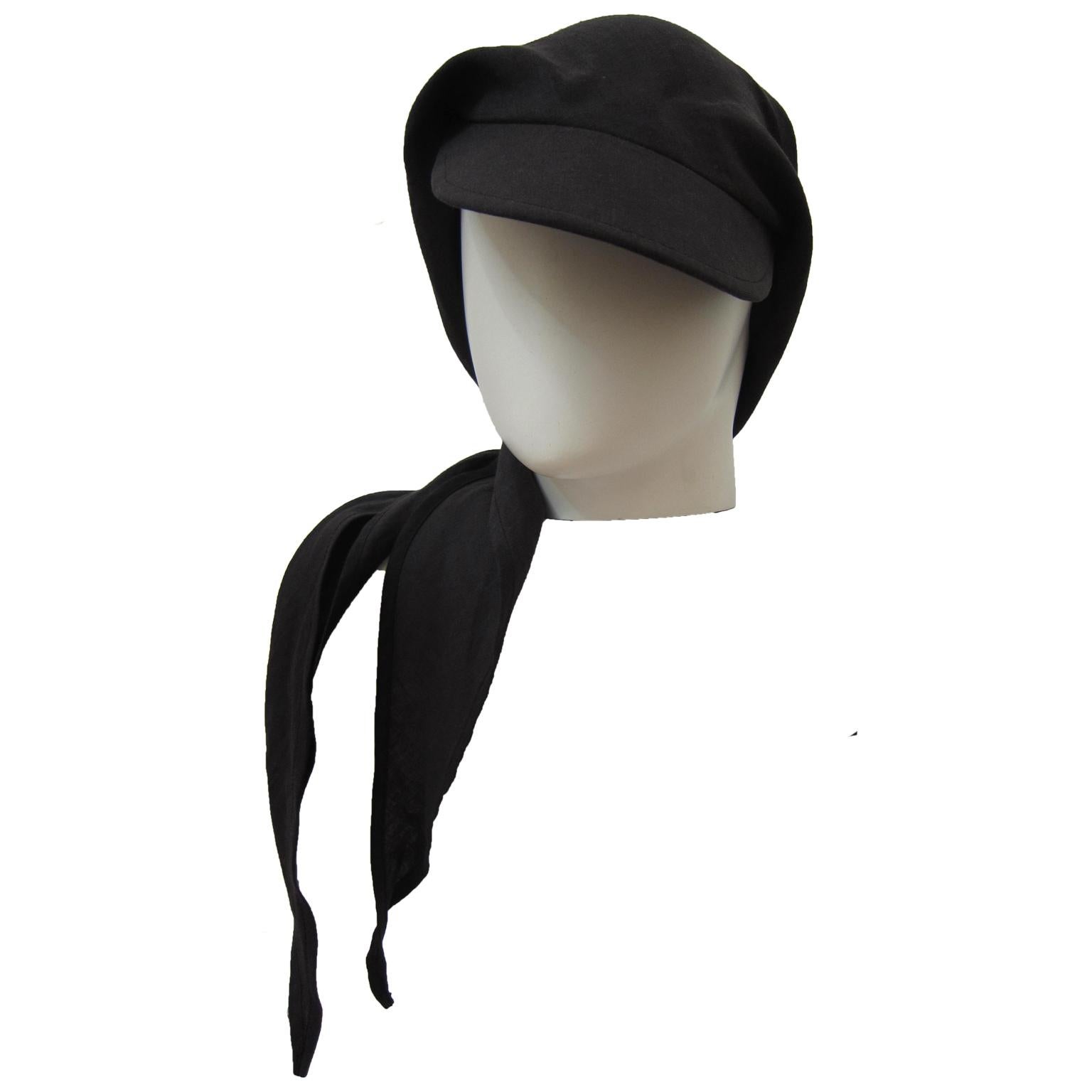 Black Matsuda Nocole Japan Scarf Bow Cap Hat 1980s