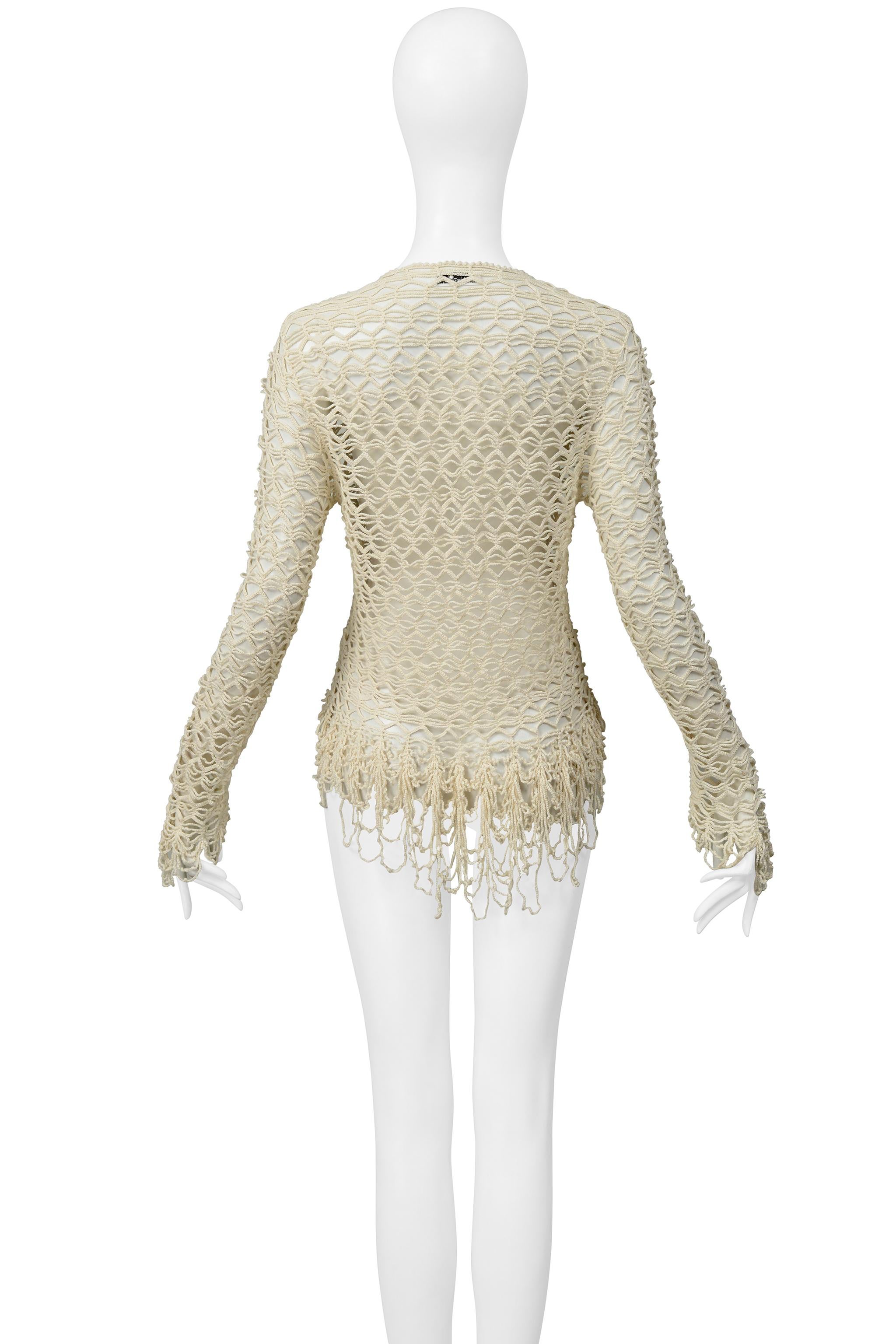 Matsuda Off White - Maglione cardigan con frange in maglia a fantasia In condizioni ottime in vendita a Los Angeles, CA