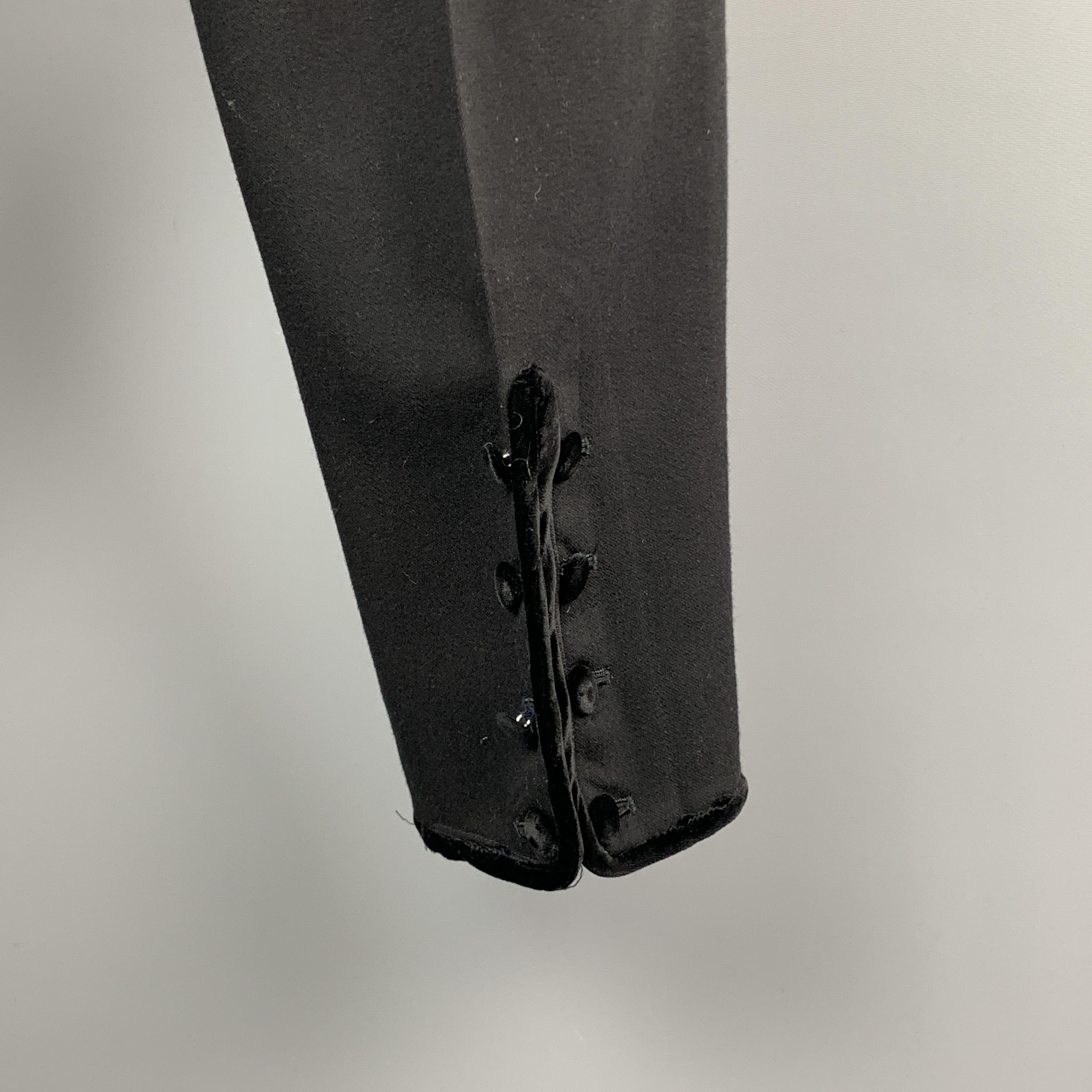 MATSUDA Size 30 Black Wool High Rise Velvet Piping Button Closure Dress Pants In Excellent Condition In San Francisco, CA