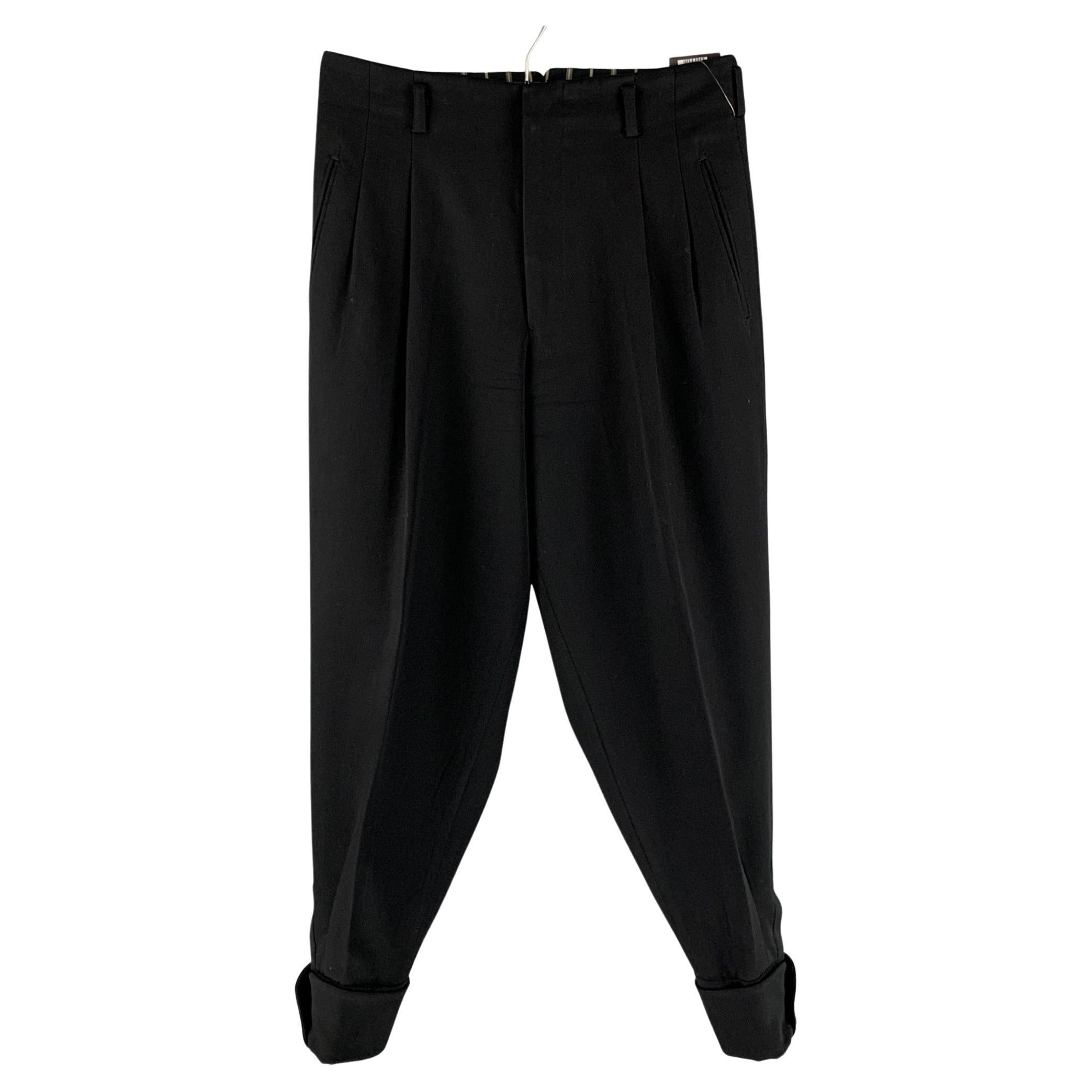 MATSUDA Size M Black Solid Wool Pleated Dress Pants