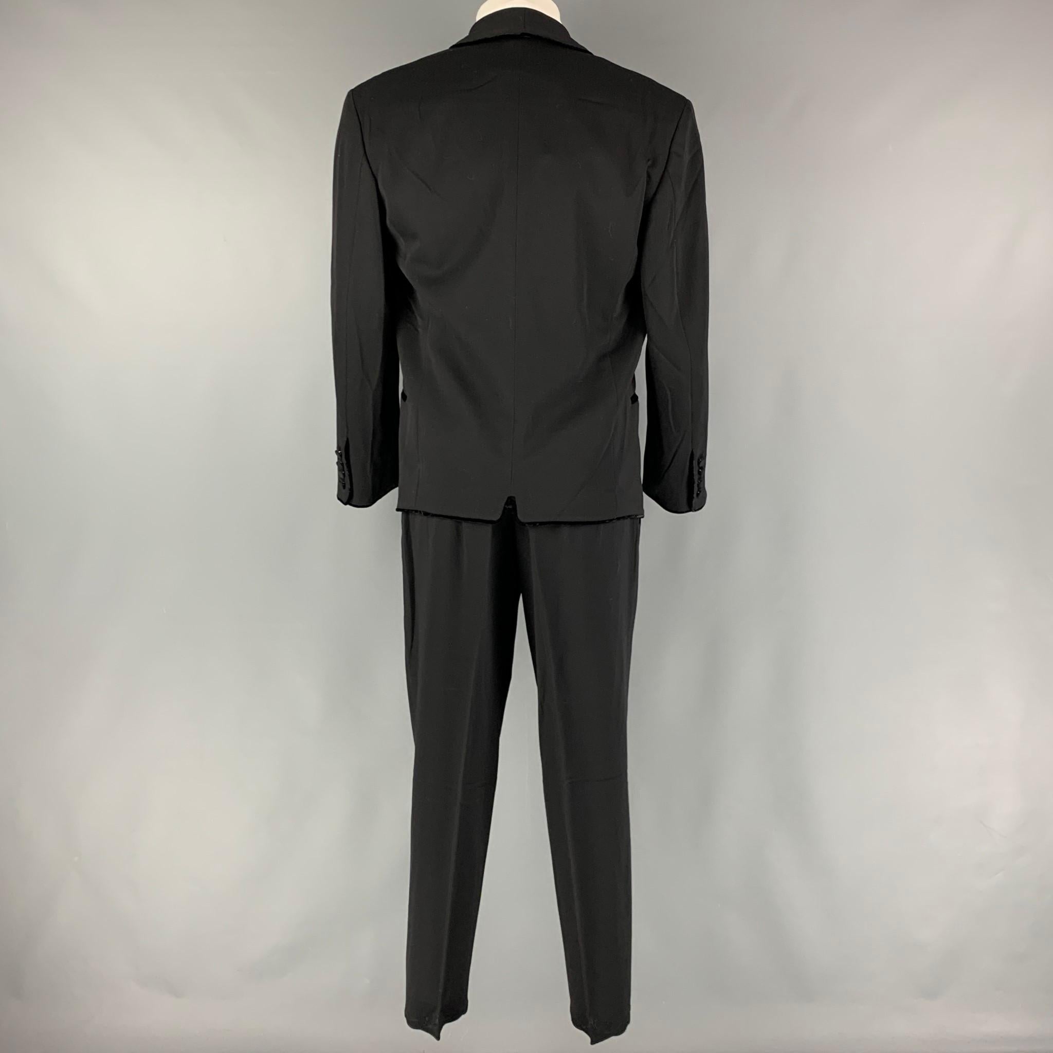 MATSUDA Size S Black Solid Wool Shawl Collar 30 29 Suit 1