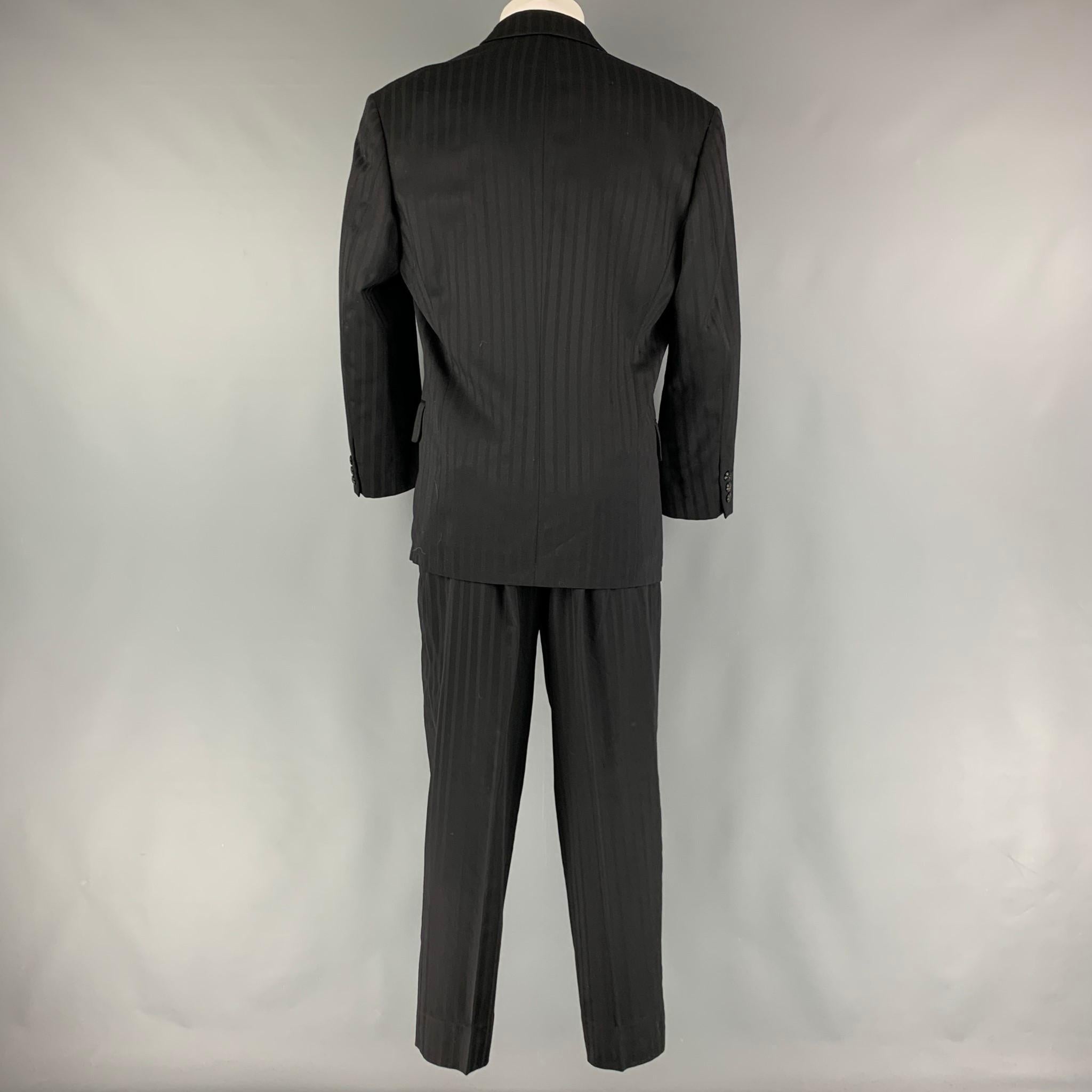 MATSUDA Size S Black Stripe Wool Double Breasted 30 29 Suit 1