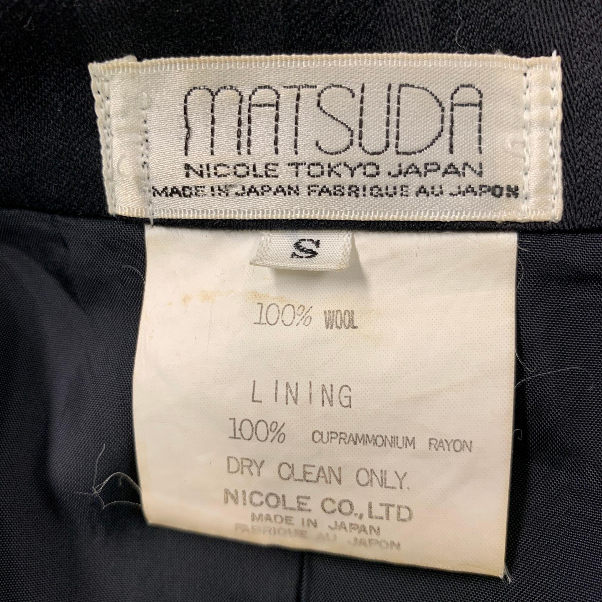 MATSUDA Size S Black Stripe Wool Double Breasted 30 29 Suit 2