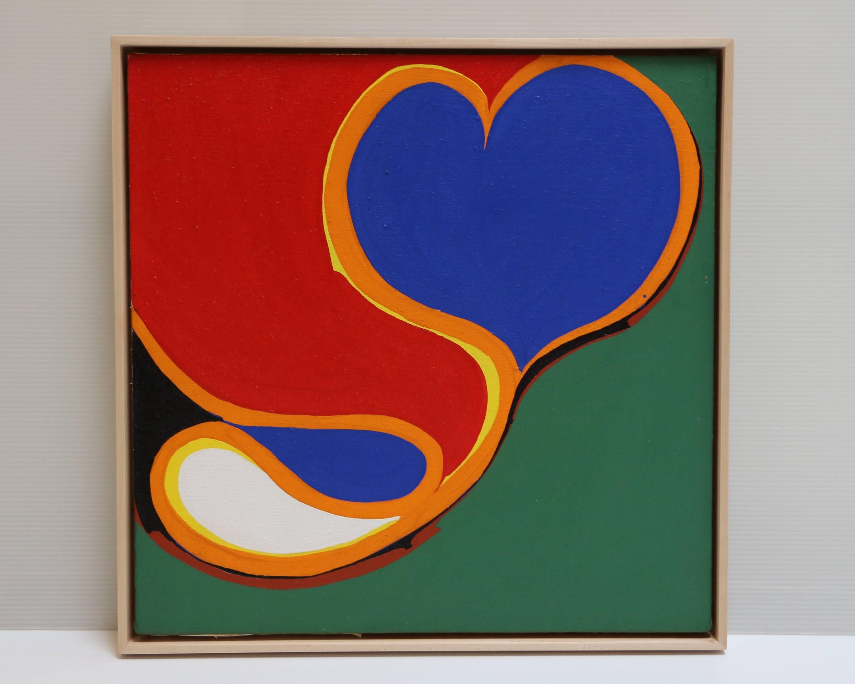 Hidalgo #11, colorful abstract geometric acrylic painting with heart shape  - Painting by Matsumi Kanemitsu