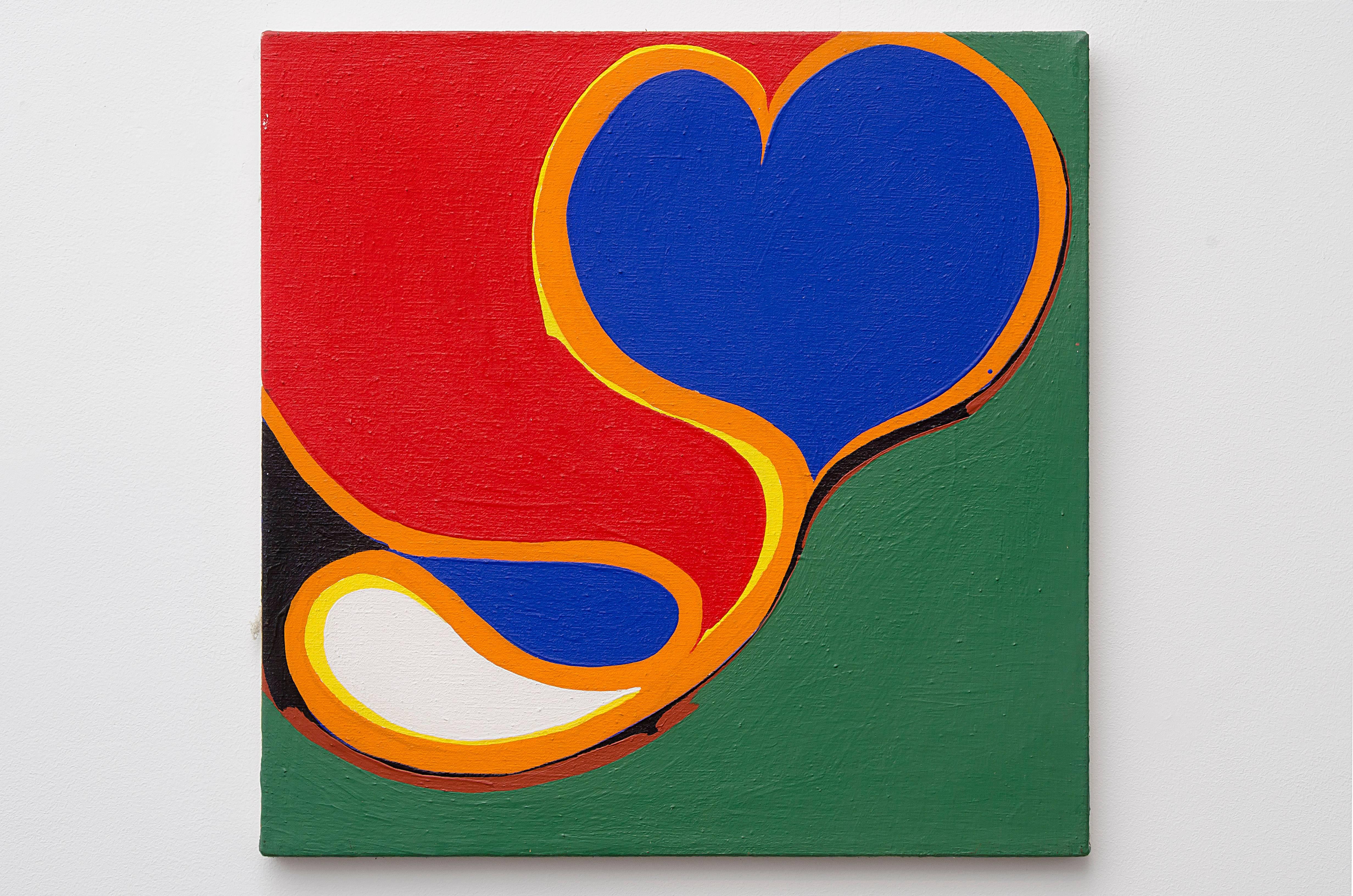 Matsumi Kanemitsu Abstract Painting - Hidalgo #11, colorful abstract geometric acrylic painting with heart shape 