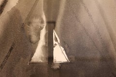 Untitled #36, black and white triangular and geometric sumi ink on paper