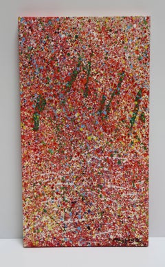 Untitled (J), abstract colorful dot painting