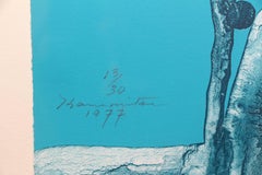 North Wind, blue lithograph in oceanic tones with abstract imagery