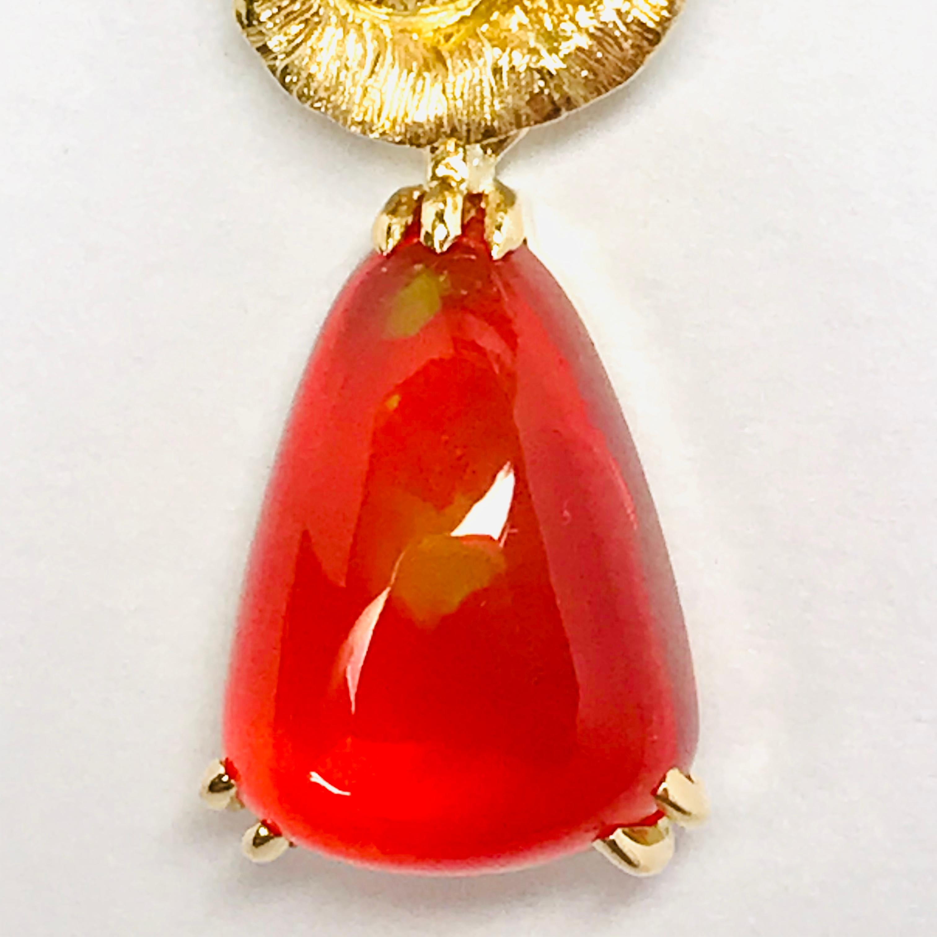 Matsuzaki K18 Gold Platinum Rose Flower 3.02 Carat Fire Opal Pendant Necklace For Sale 6