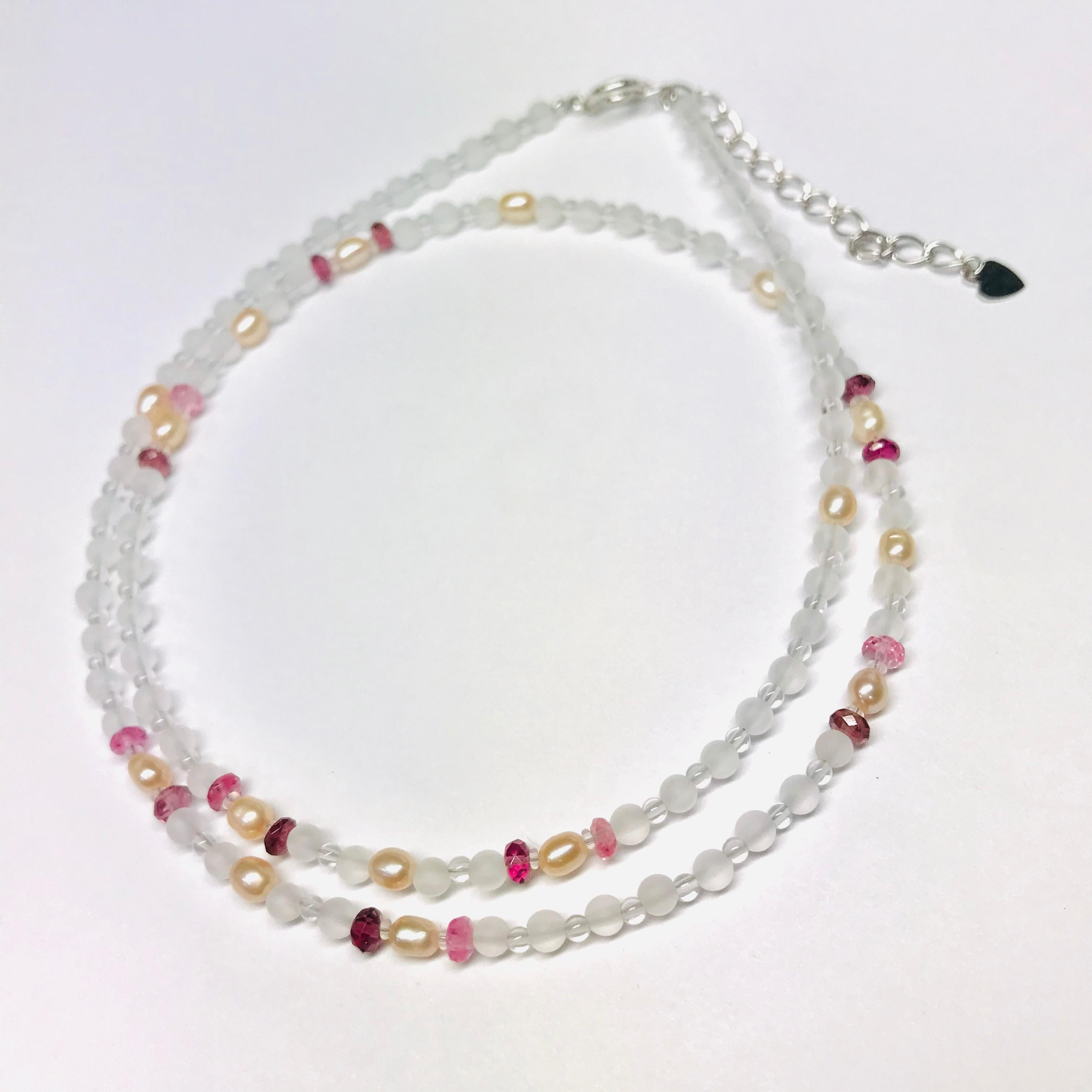 Matsuzaki Rose Flower Briolette Morganite Sapphire Garnet Pendant Necklace For Sale 3