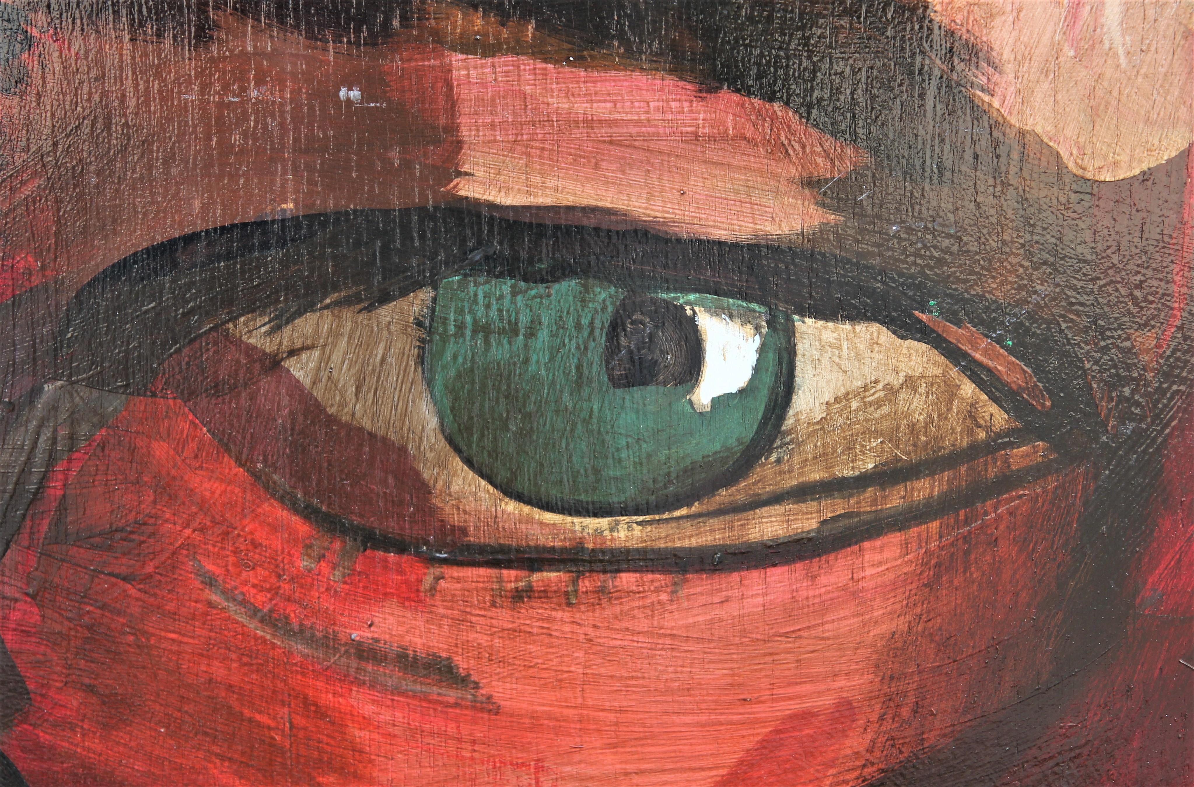 Contemporary Realist Chuck Close Style Magnified Self Portrait Painting 1