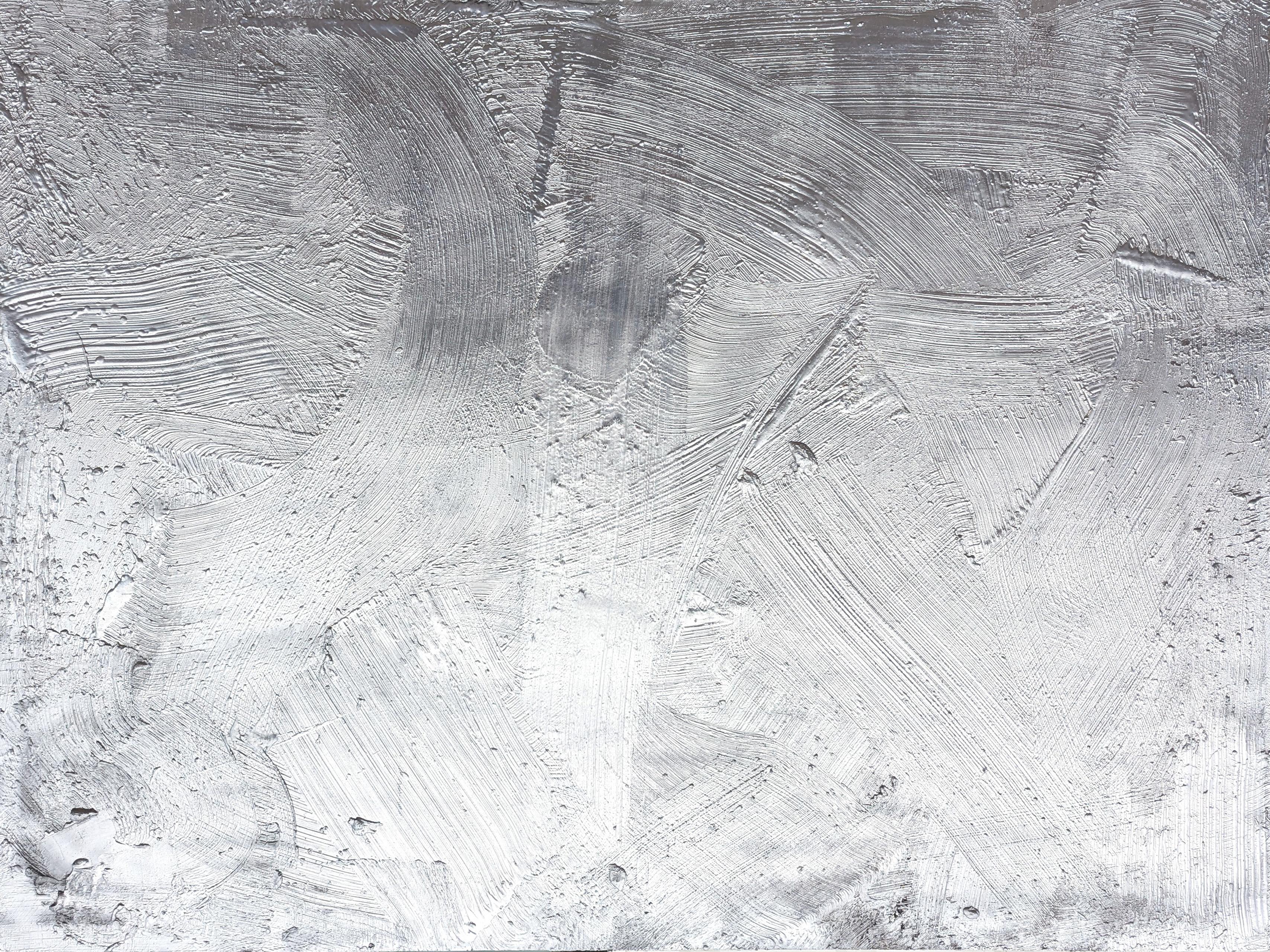 Matt Aston Abstract Painting - "Quicksilver" Large Contemporary Abstract Metallic Silver Gestural Painting