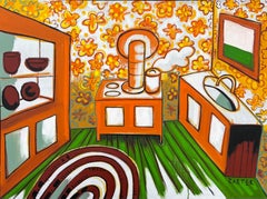 Cantown Kitchen - Contemporary Orange Green Red Interior Stove Flowers, 2026