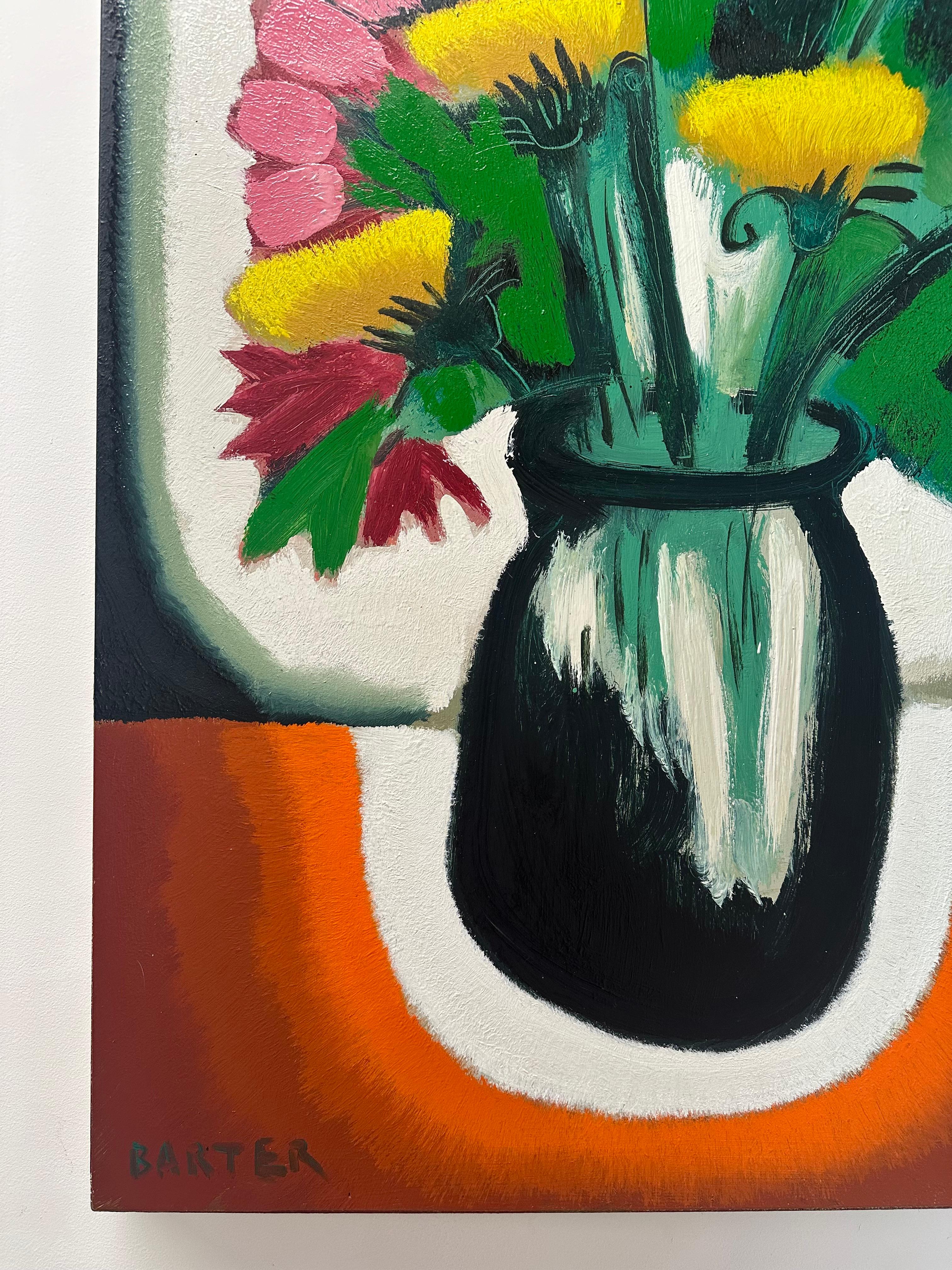 Mason Jar mit Löwenzahn - Contemporary Still Life Gelbe Blumen Orange, 2024 im Angebot 5