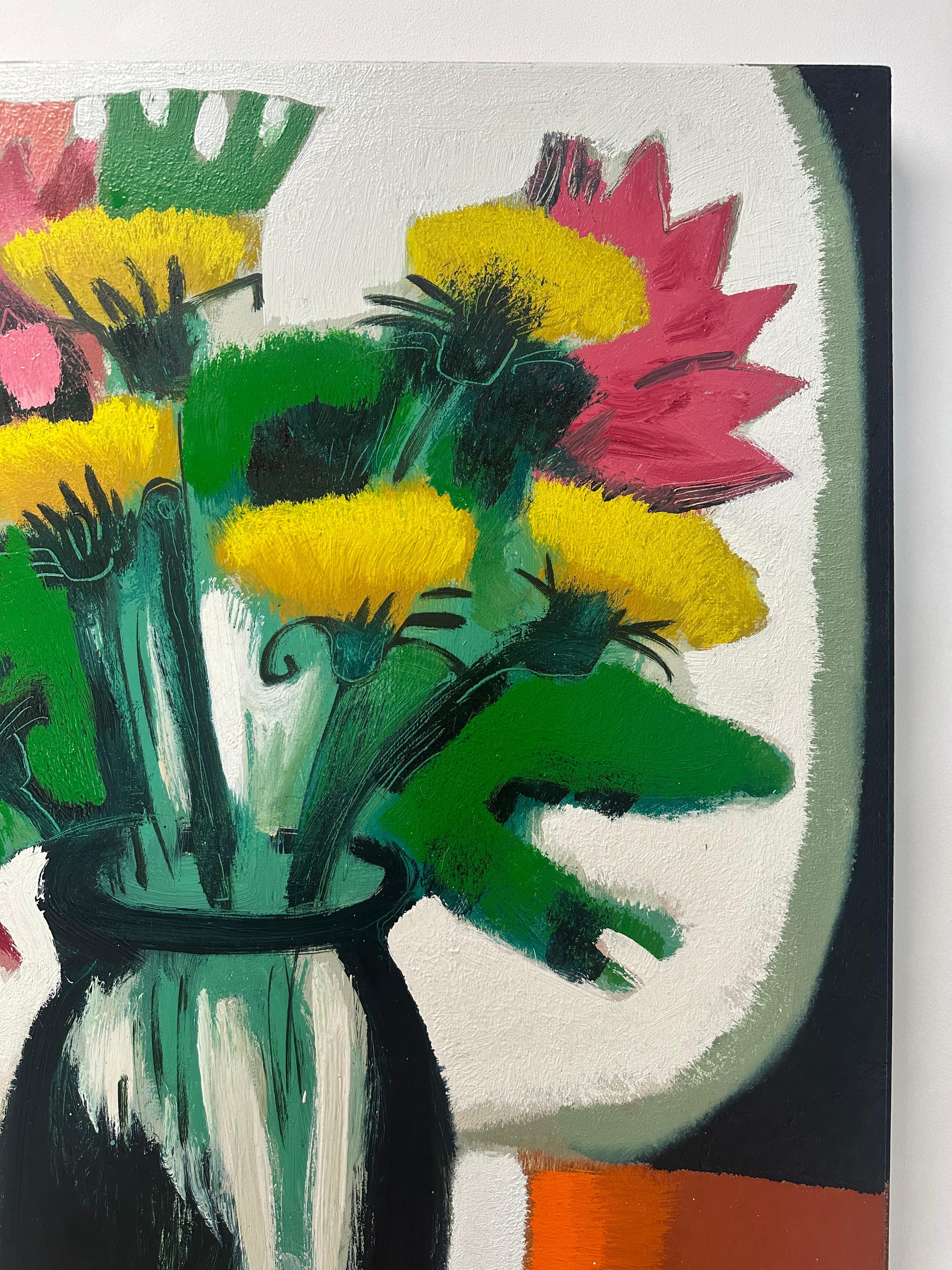 Mason Jar mit Löwenzahn - Contemporary Still Life Gelbe Blumen Orange, 2024 im Angebot 8