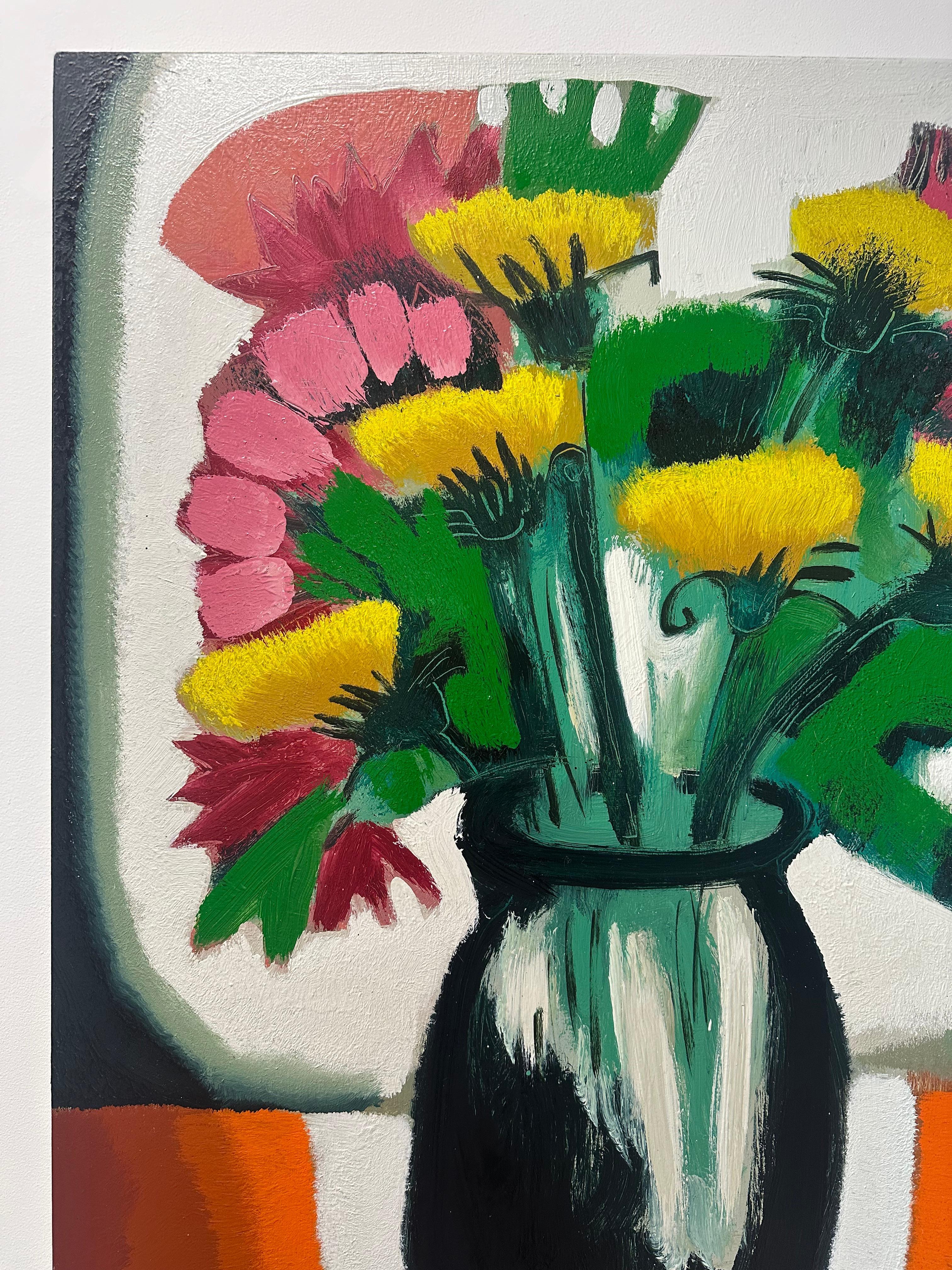 Mason Jar mit Löwenzahn - Contemporary Still Life Gelbe Blumen Orange, 2024 (Zeitgenössisch), Painting, von Matt Barter