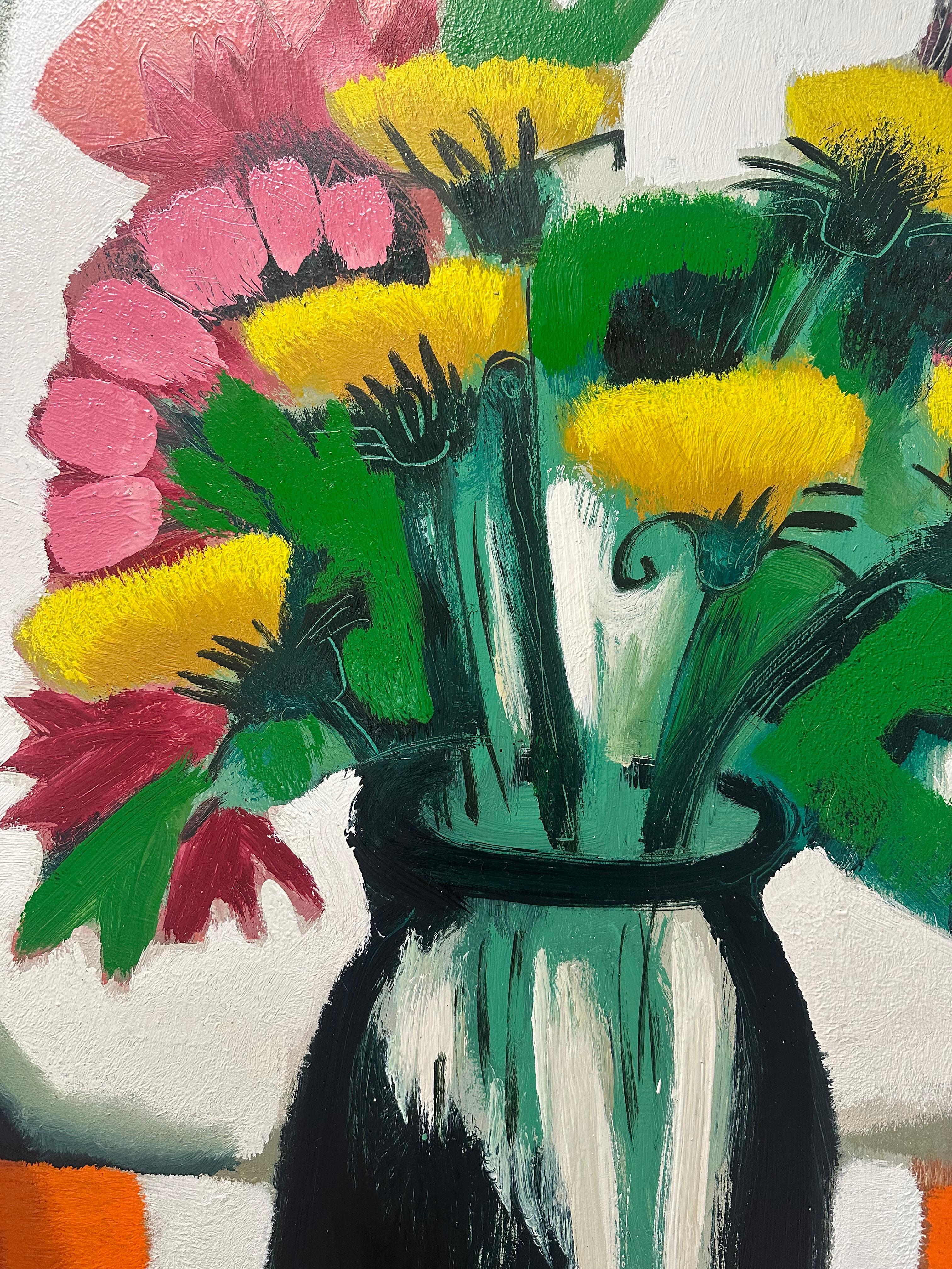 Mason Jar mit Löwenzahn - Contemporary Still Life Gelbe Blumen Orange, 2024 im Angebot 1