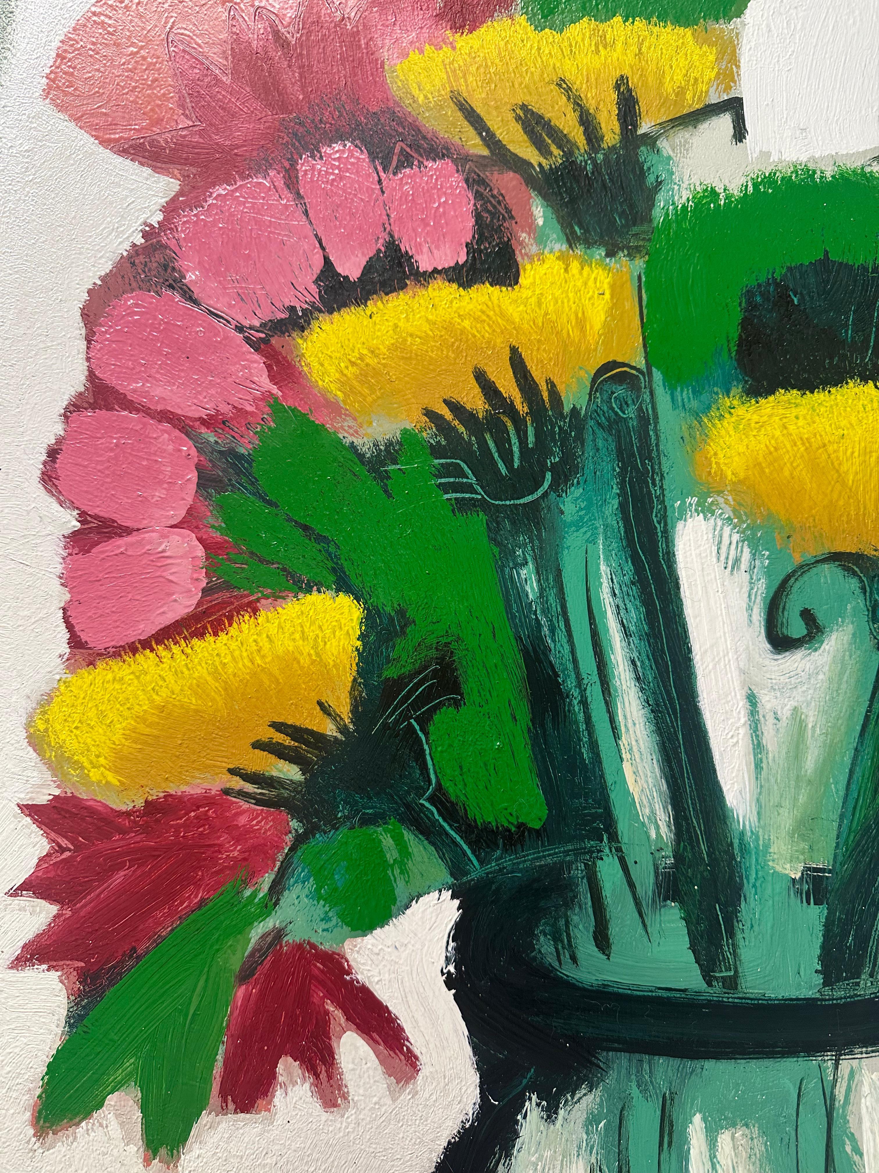 Mason Jar mit Löwenzahn - Contemporary Still Life Gelbe Blumen Orange, 2024 im Angebot 3